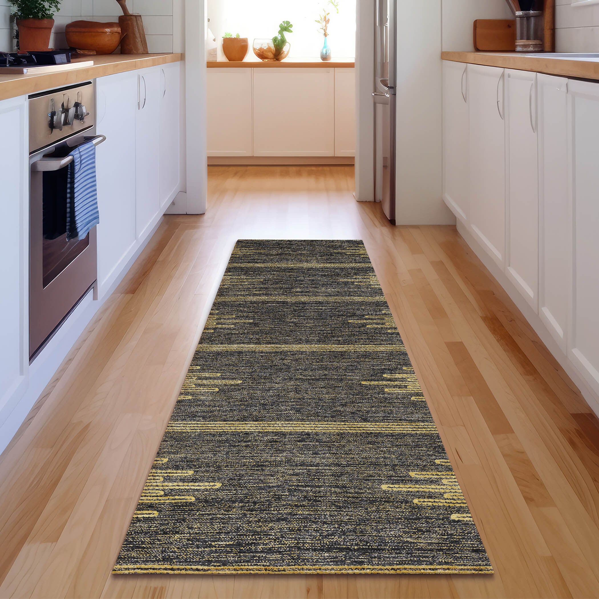 Addison Rugs AMF647GR2X8 Mayfield AMF647GR 2 x 7 (ft) Polyester Gray Rectangular Indoor Stripe Machine washable Runner rug
