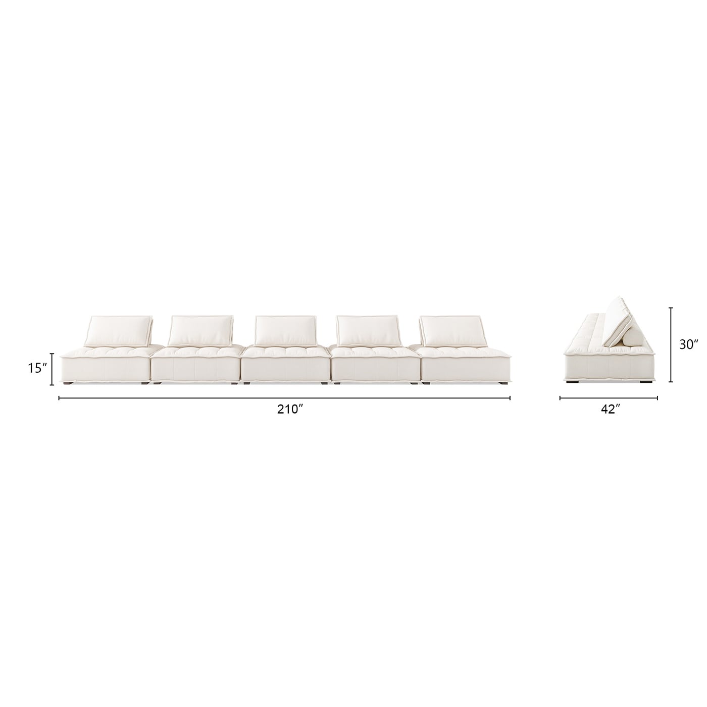 Arwen Beige Linen Tufted Five-Piece Modular Sectional Sofa