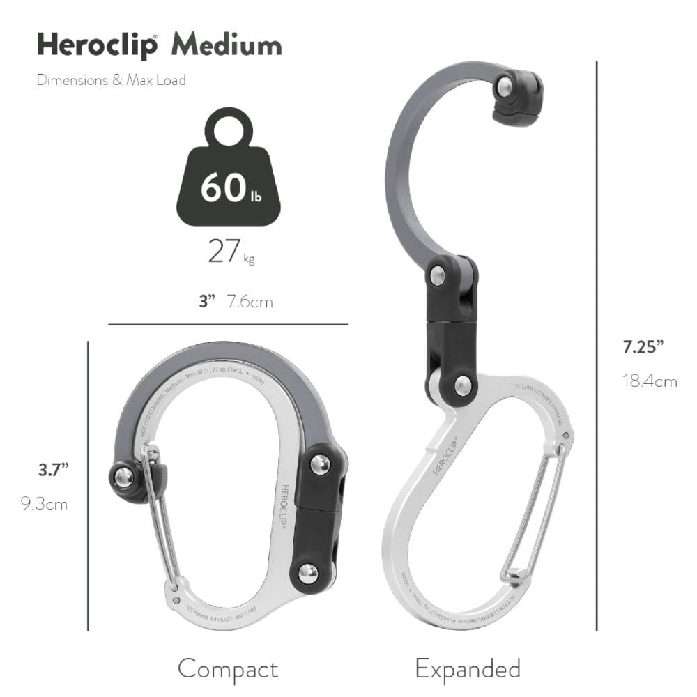 Heroclip Stealth Black Aluminum Oval Carabiner - Sturdy Gear Clip