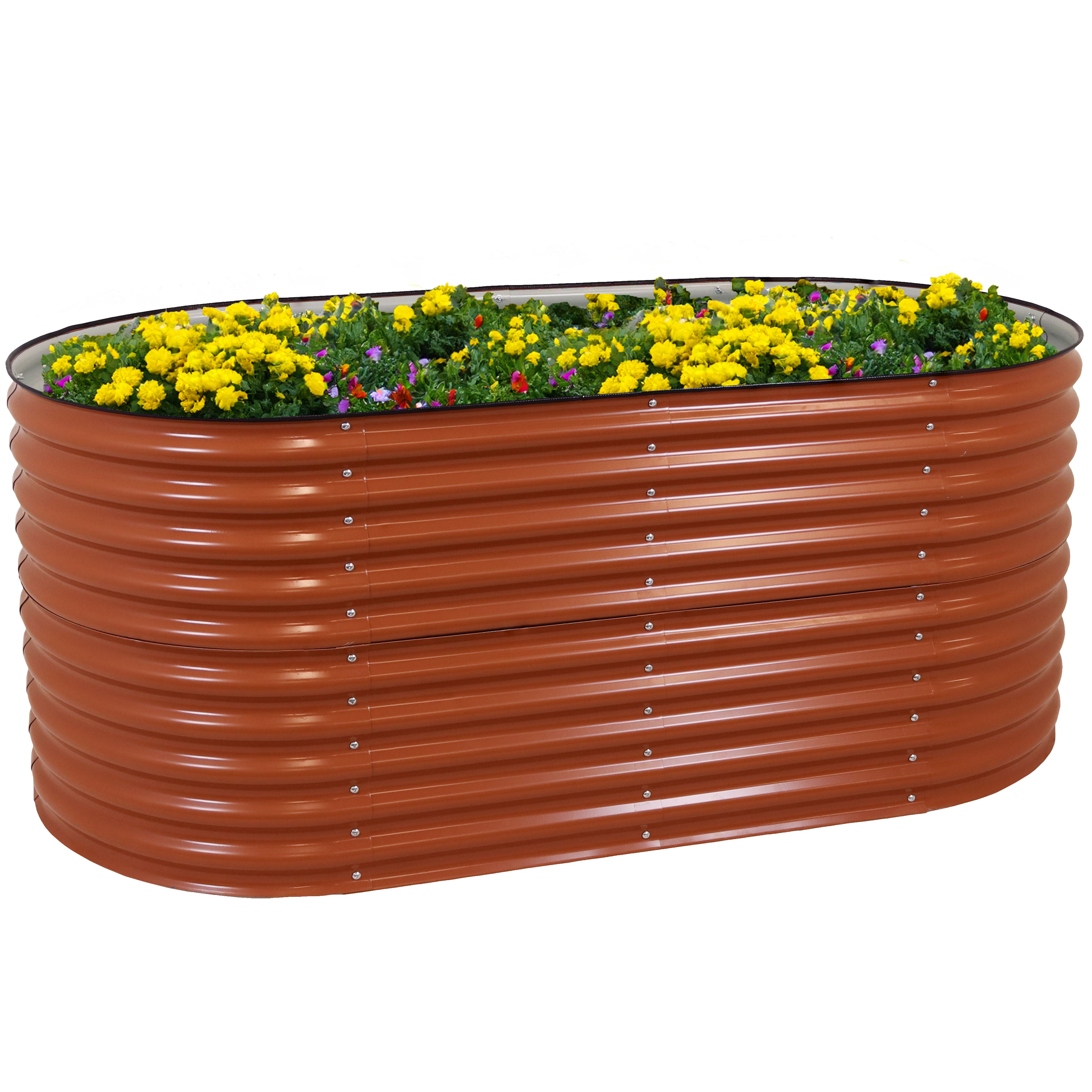 Sunnydaze Decor HST-921 79-in W x 40-in L x 32-in H Elevated Brown Galvanized Metal Raised Garden Bed