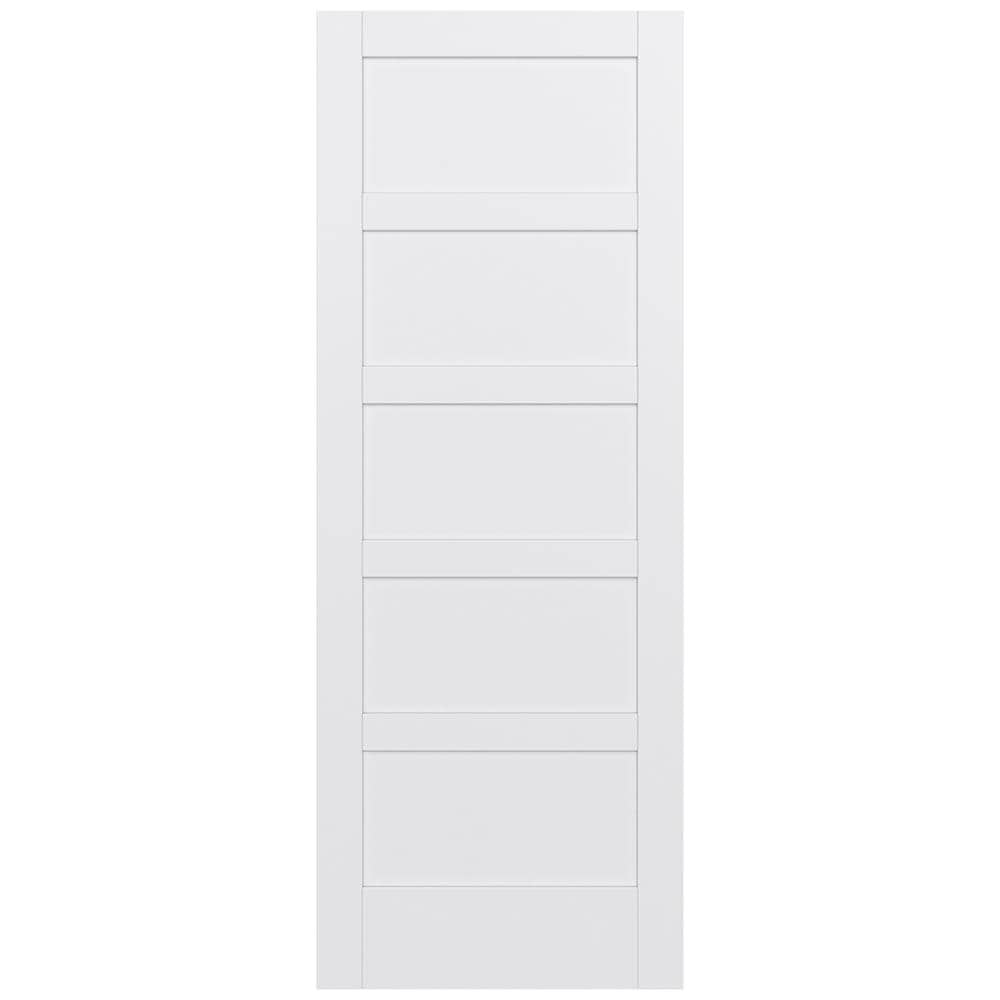 JELD-WEN LOWOLJW221100438 MODA Shaker 36-in x 96-in Primed 5-panel equal Smooth Solid core Primed MDF Slab Door