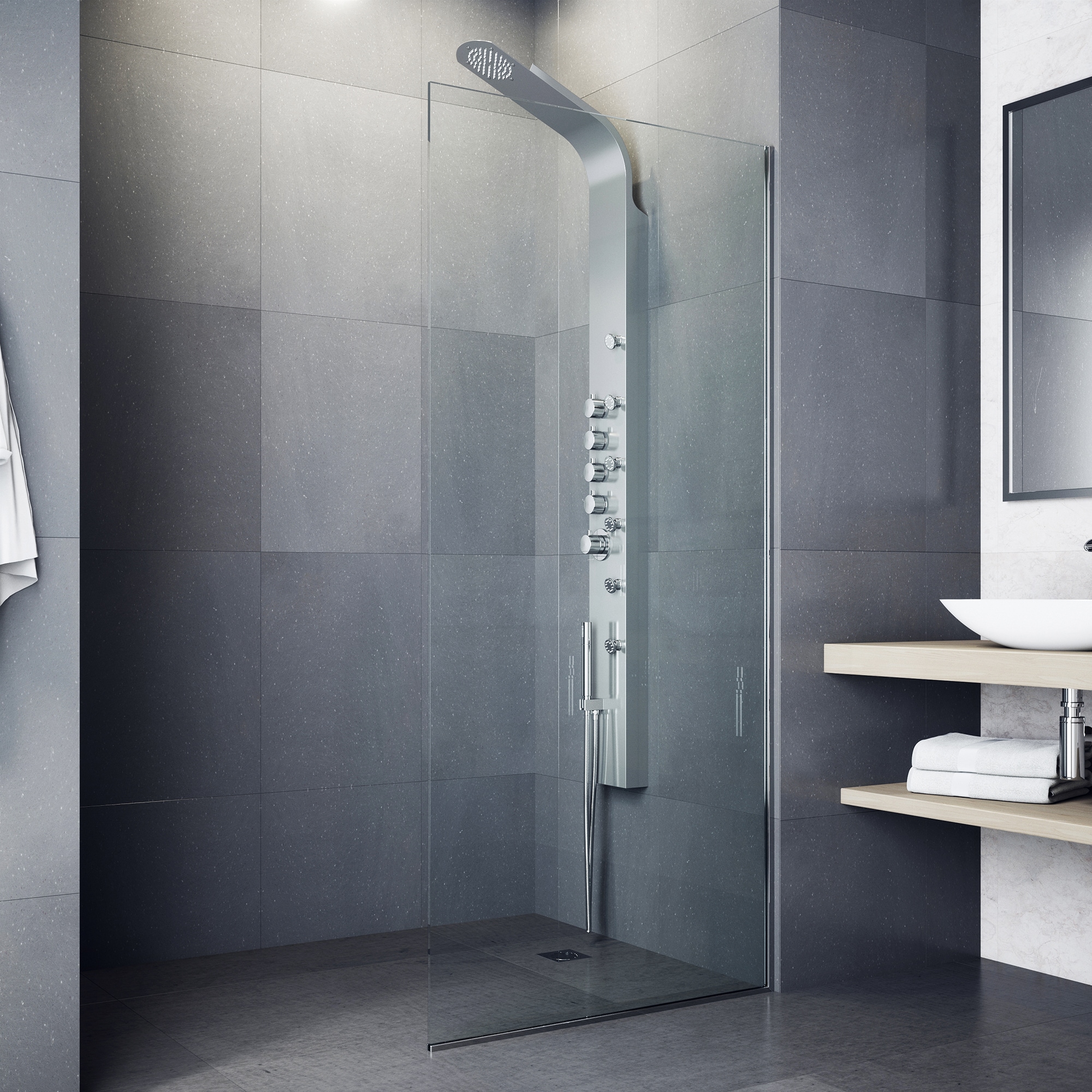 Dracelo Grey Sturdy Tubing Structure Bathroom Hanging Shower Head