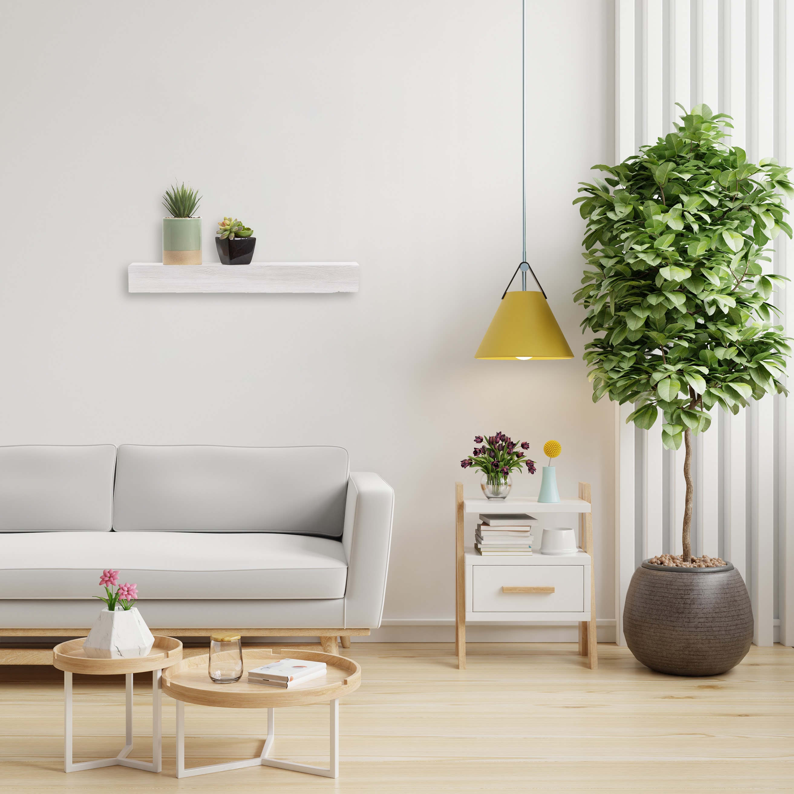 Kiera Grace FN01522-8DF 22-in L x 5-in D x 2-in H White MDF Rectangular Floating shelf