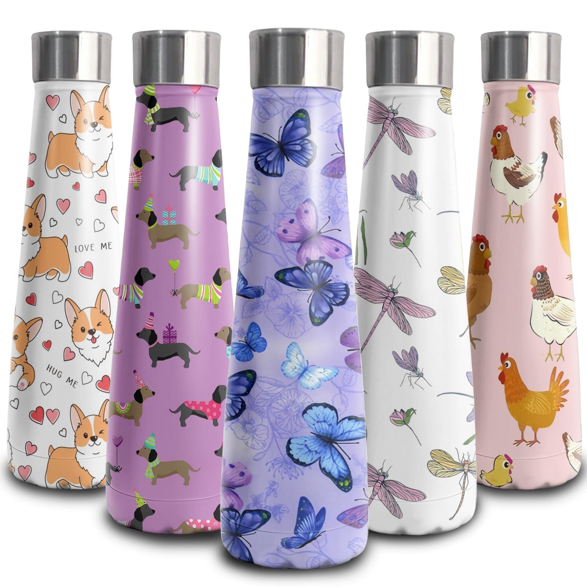Aoibox  16 oz Corgi Stainless Steel Water Bottle Vacuum Insulated with Leak Proof Lid for Travel
