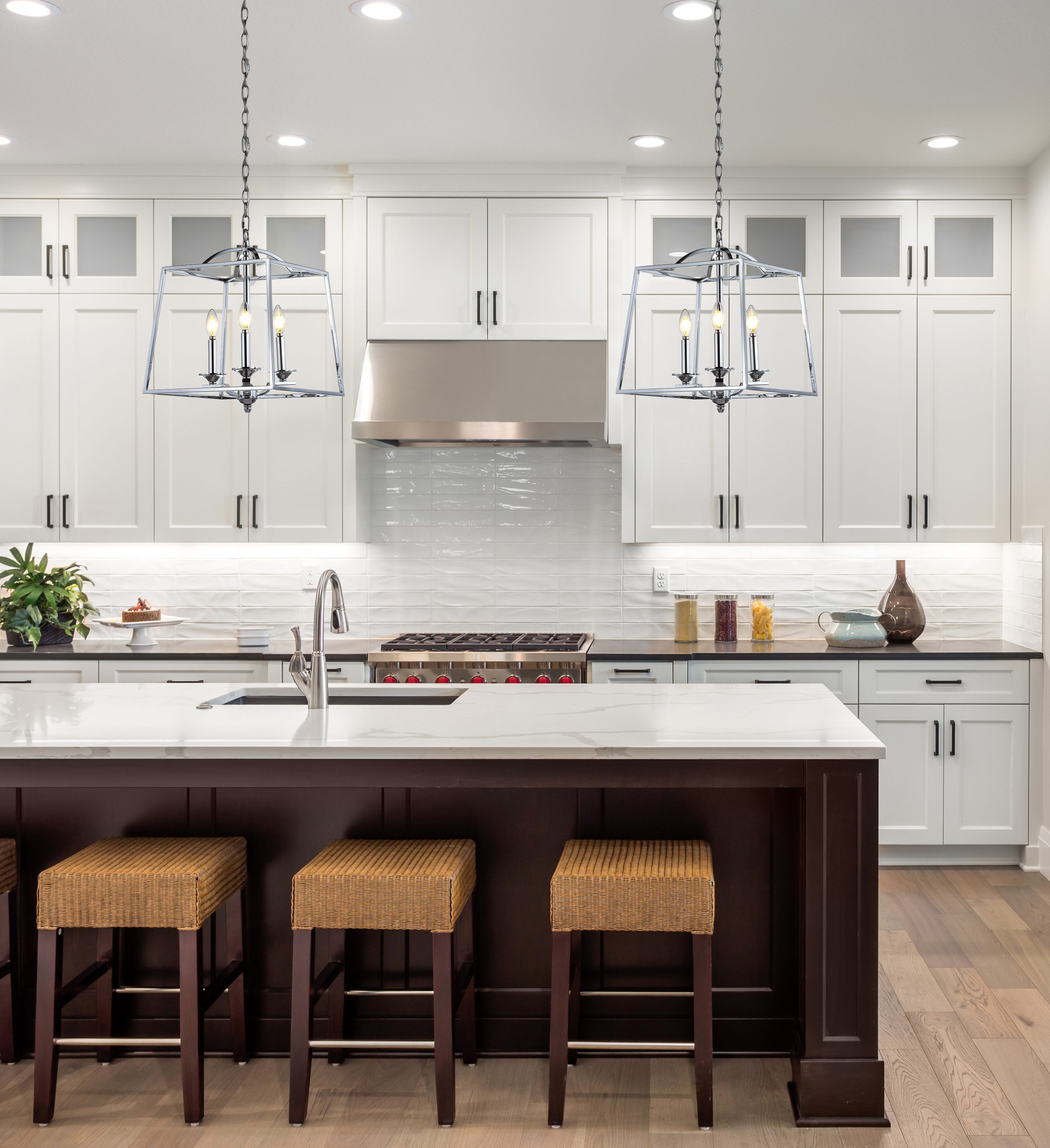 Chrome 14.5" 3-Light LED Pendant with Drum Shade