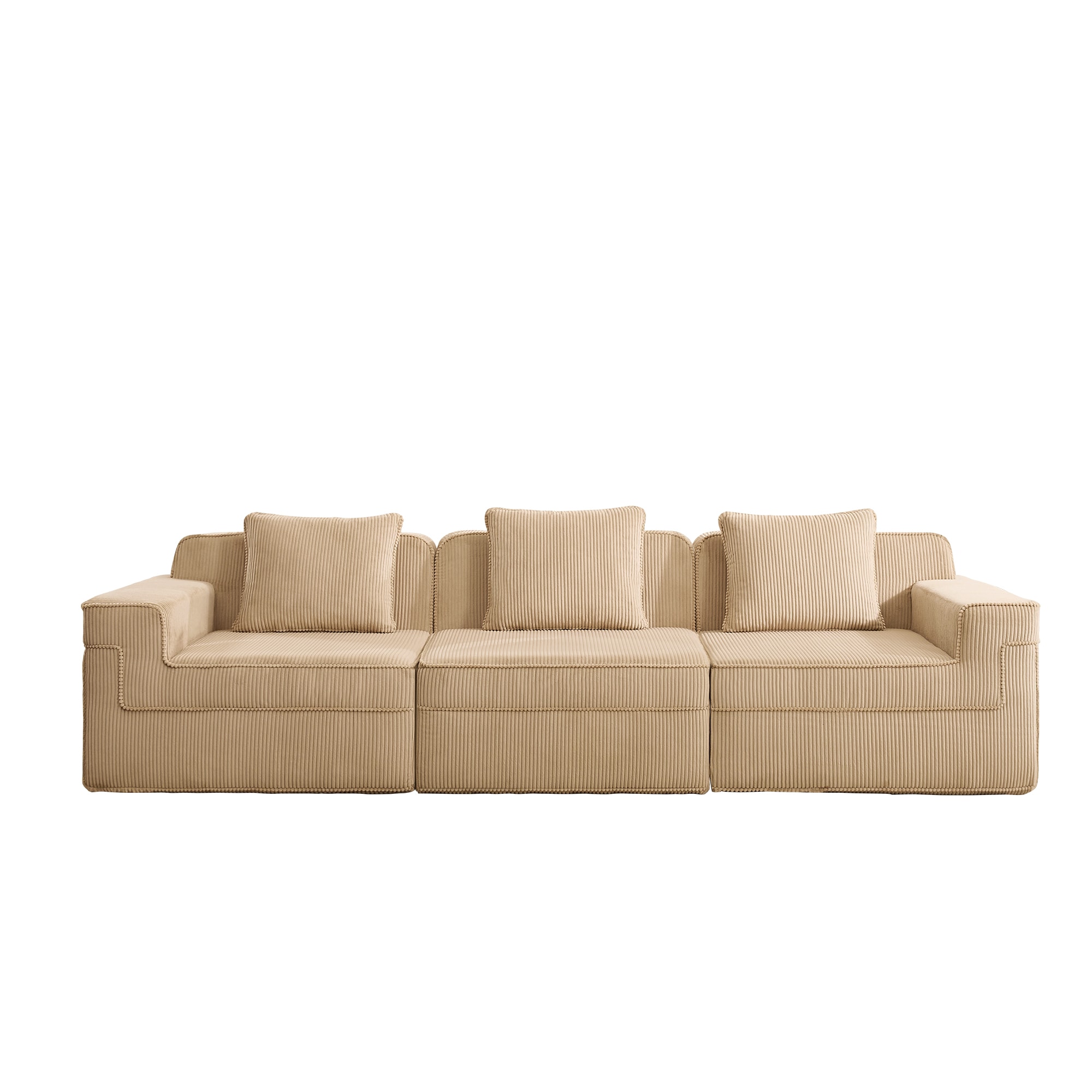 Bybafun - 117.3-in W Modern Camel 3-seater Sectional
