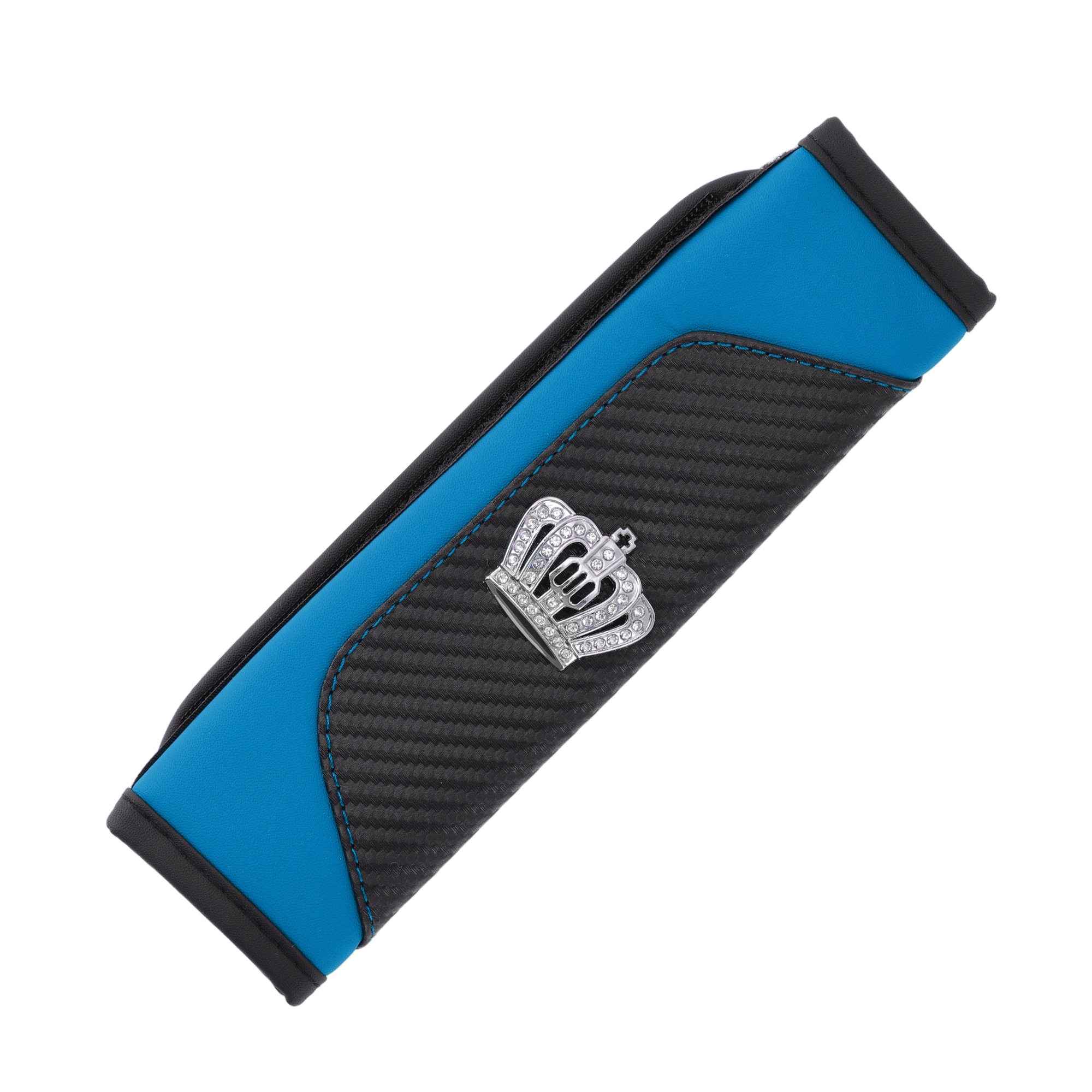 Unique Bargains Carbon Fiber Pattern Seat Belt Covers Crown Pattern / Backpack Shoulder Pad Multifunctional Seat Belt Pad Cover for Truck Car SUV / Comfort Faux Leather 6.5x23cm / 1pc Black Blue