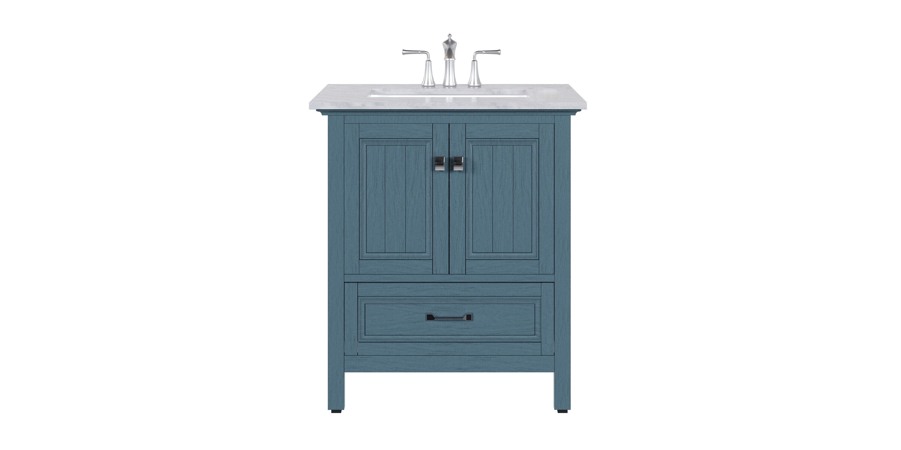 Britney 30" Ash Blue Bathroom Vanity with White Marble Top