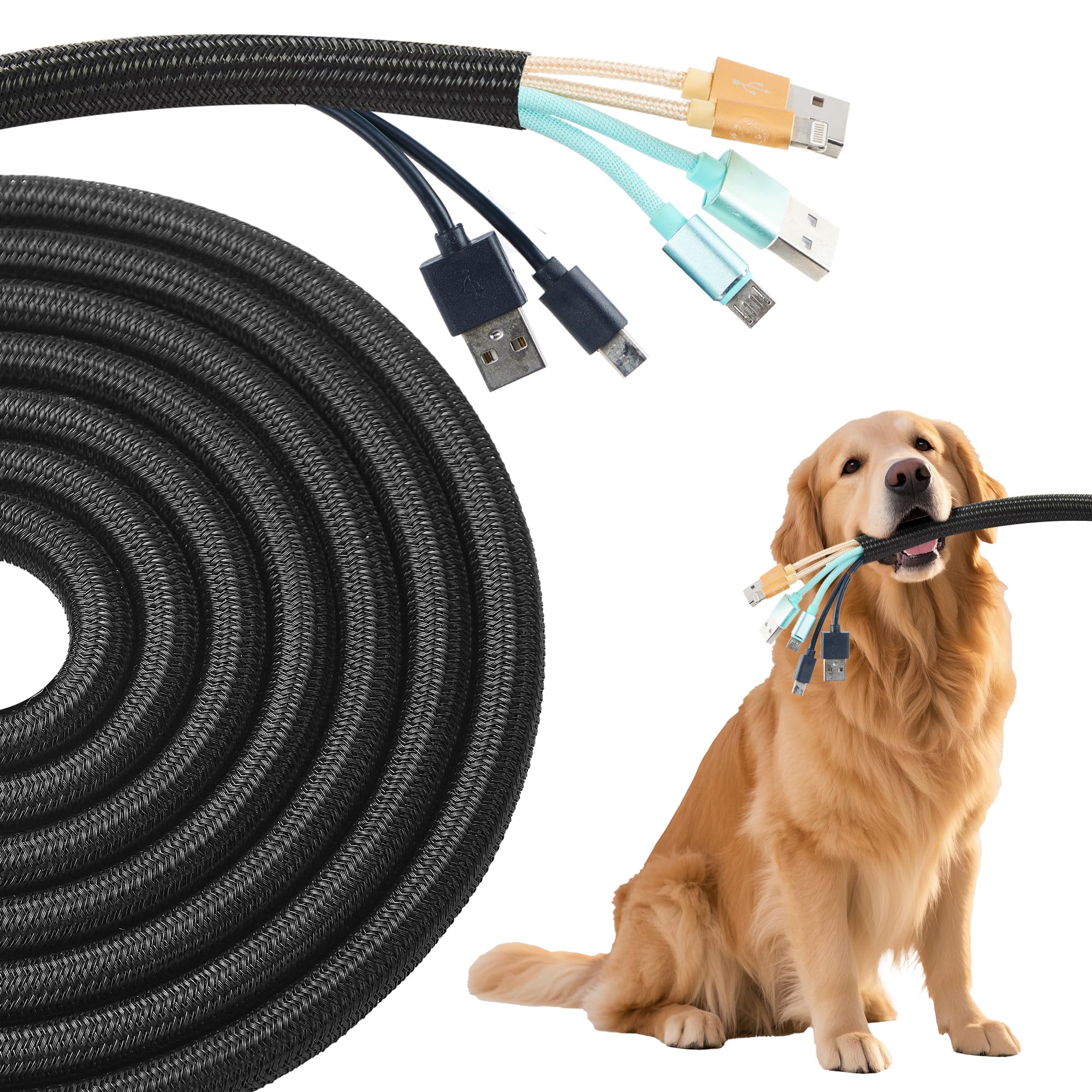 KHKFY 3 8 in by 25 ft Split Wire Loom Tubing Flexible Durable Cable Sleeve Protector for USB Power Audio Video Cables Black #LKH0818H163
