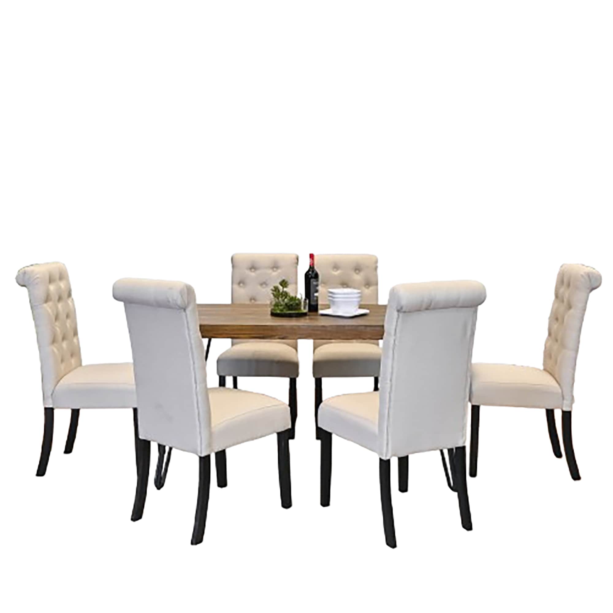 Clihome VO-B263 7-piece dining set Brown Contemporary/Modern Dining Room Set with Rectangular Table ( Seats 6 )