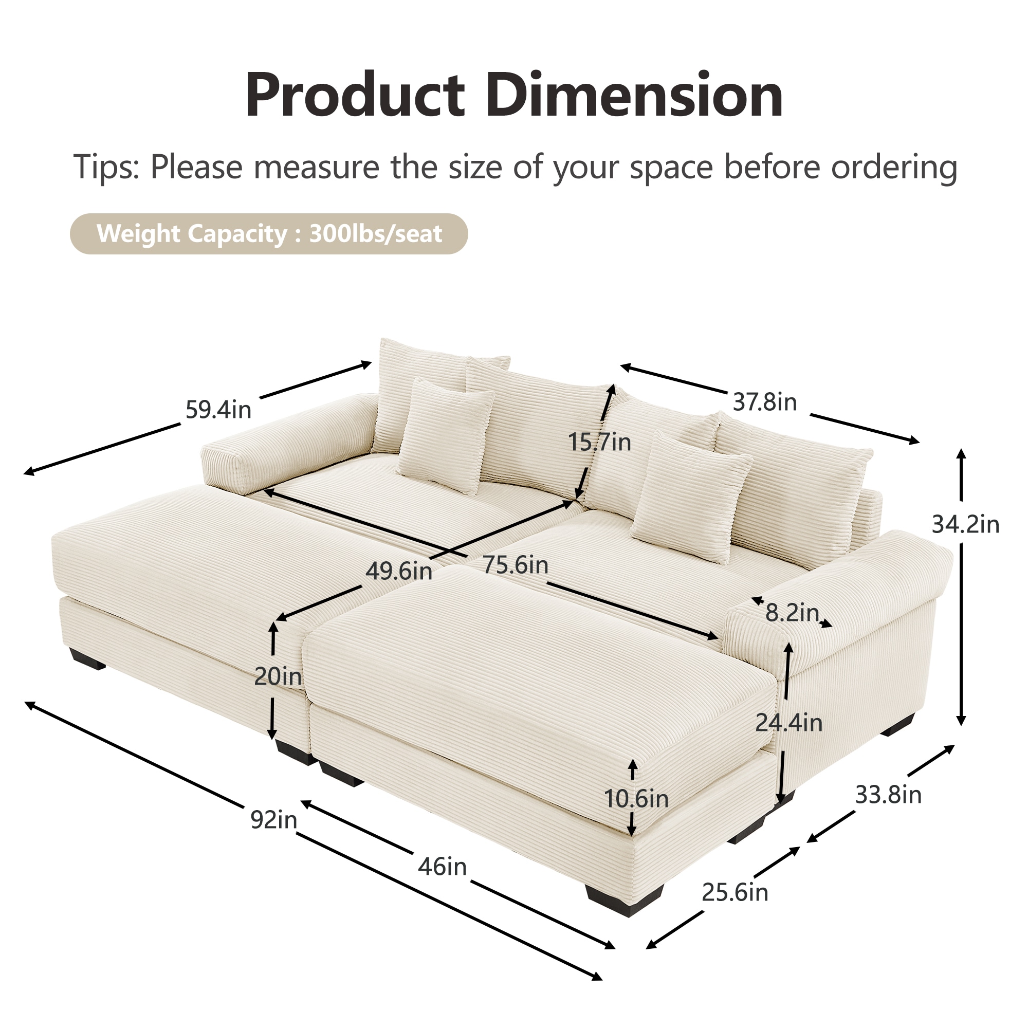 Homy Casa W714-D-OW Sofas-Loveseats - View #3