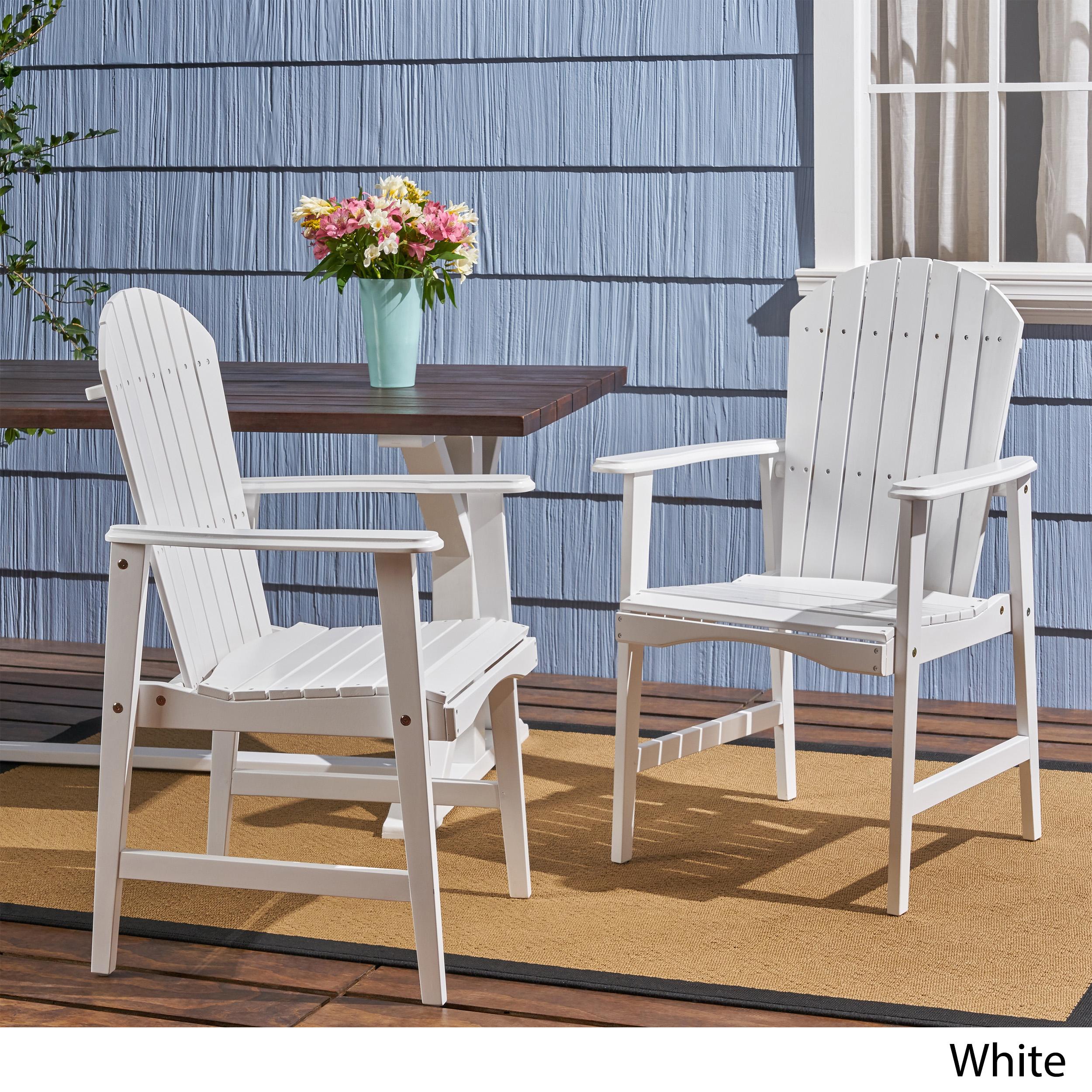 Bayfeve BF-385BHF Patio Chairs Set of 2 White Wood Frame Stationary Adirondack Chair with Slat Seat