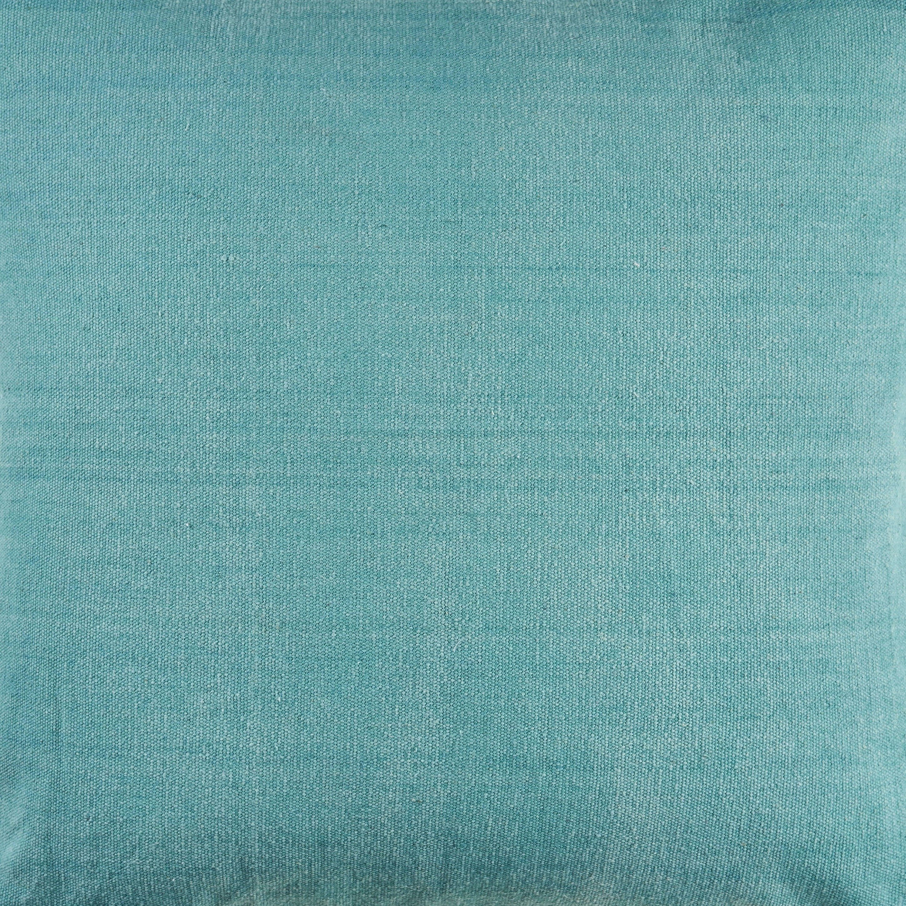 Teal Cotton Square Floor Pillow with Embroidered Edges