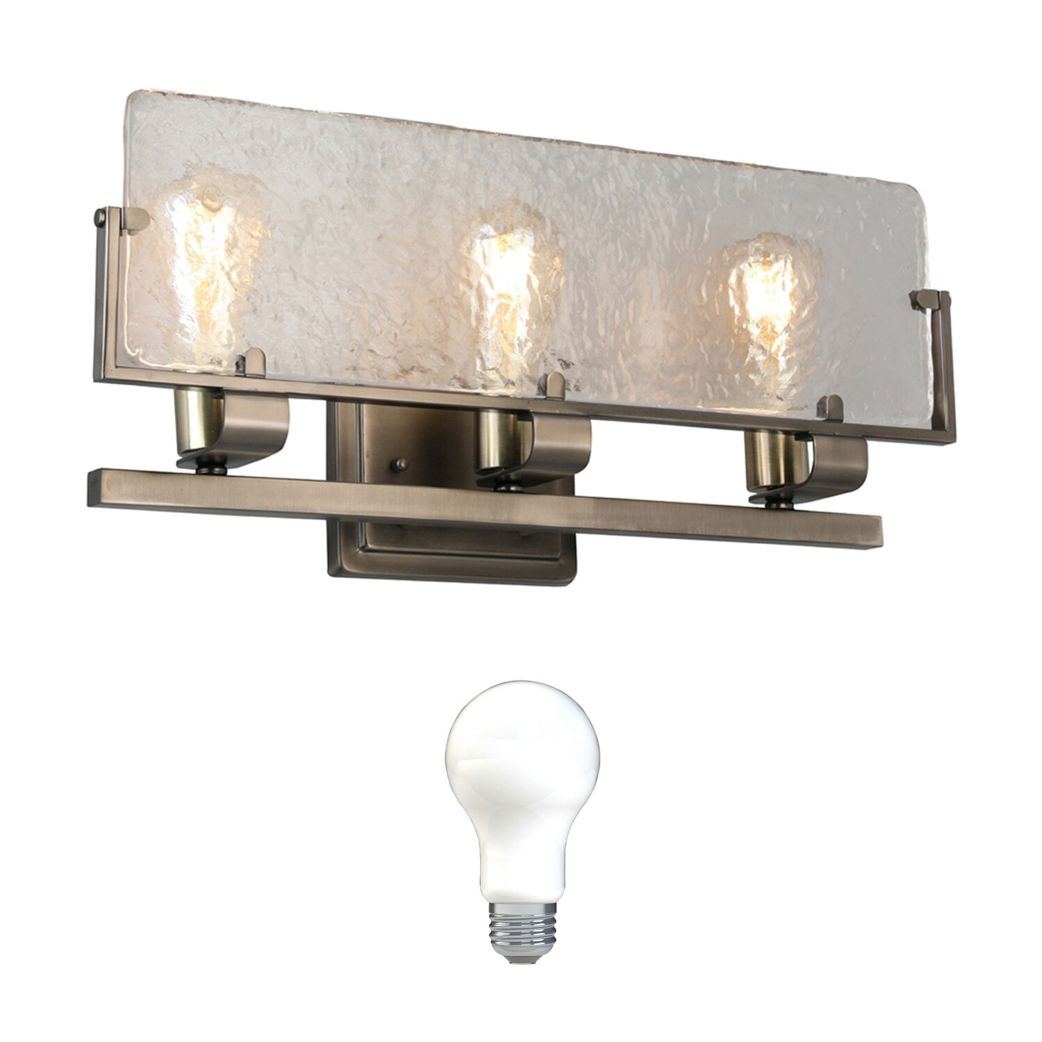 allen + roth Aria 22-in 3-Light Raw Iron Modern/Contemporary Vanity Light Collection