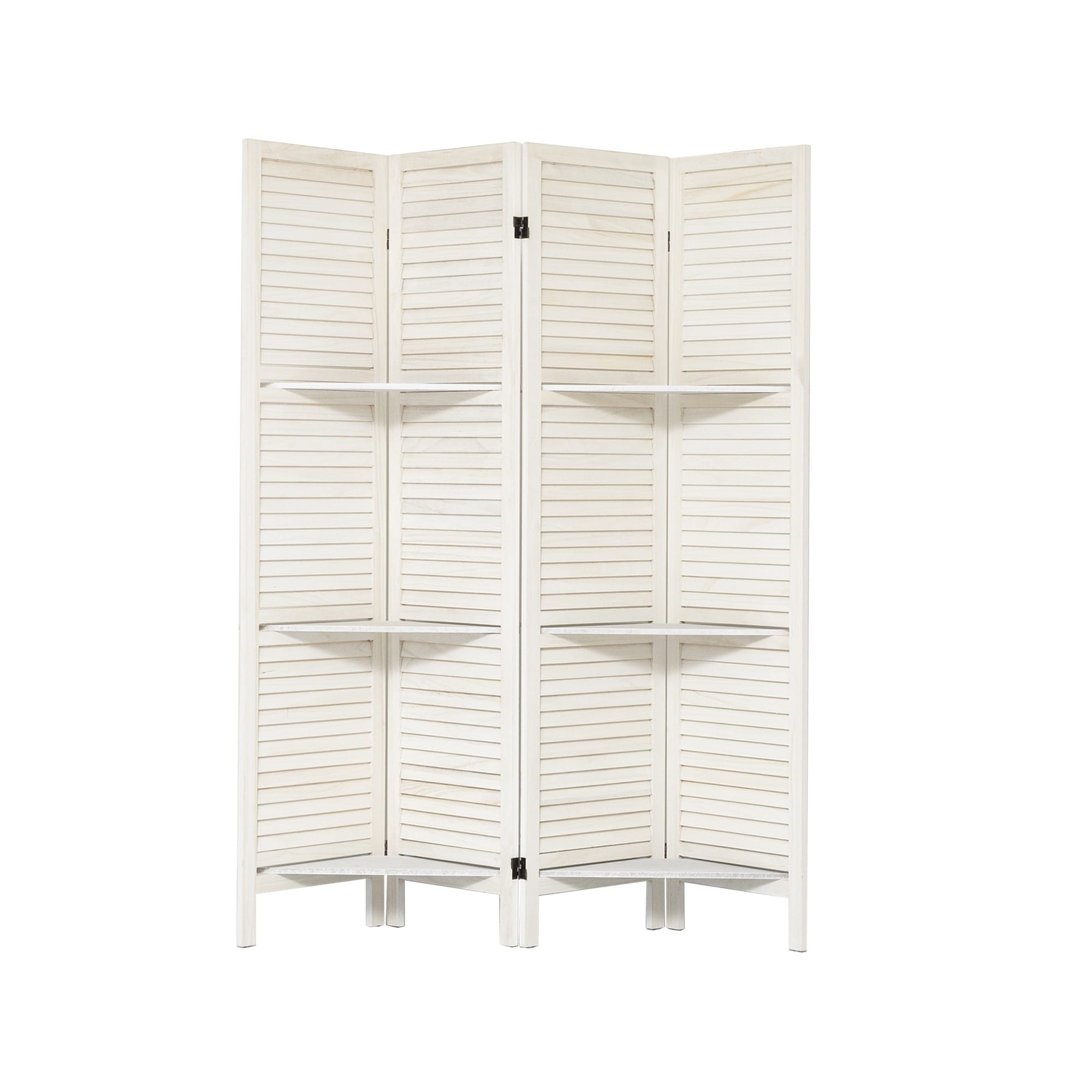 Maocao Hoom JLP206914 4 -Panel Warm White Wood Folding Contemporary/Modern Style Room Divider