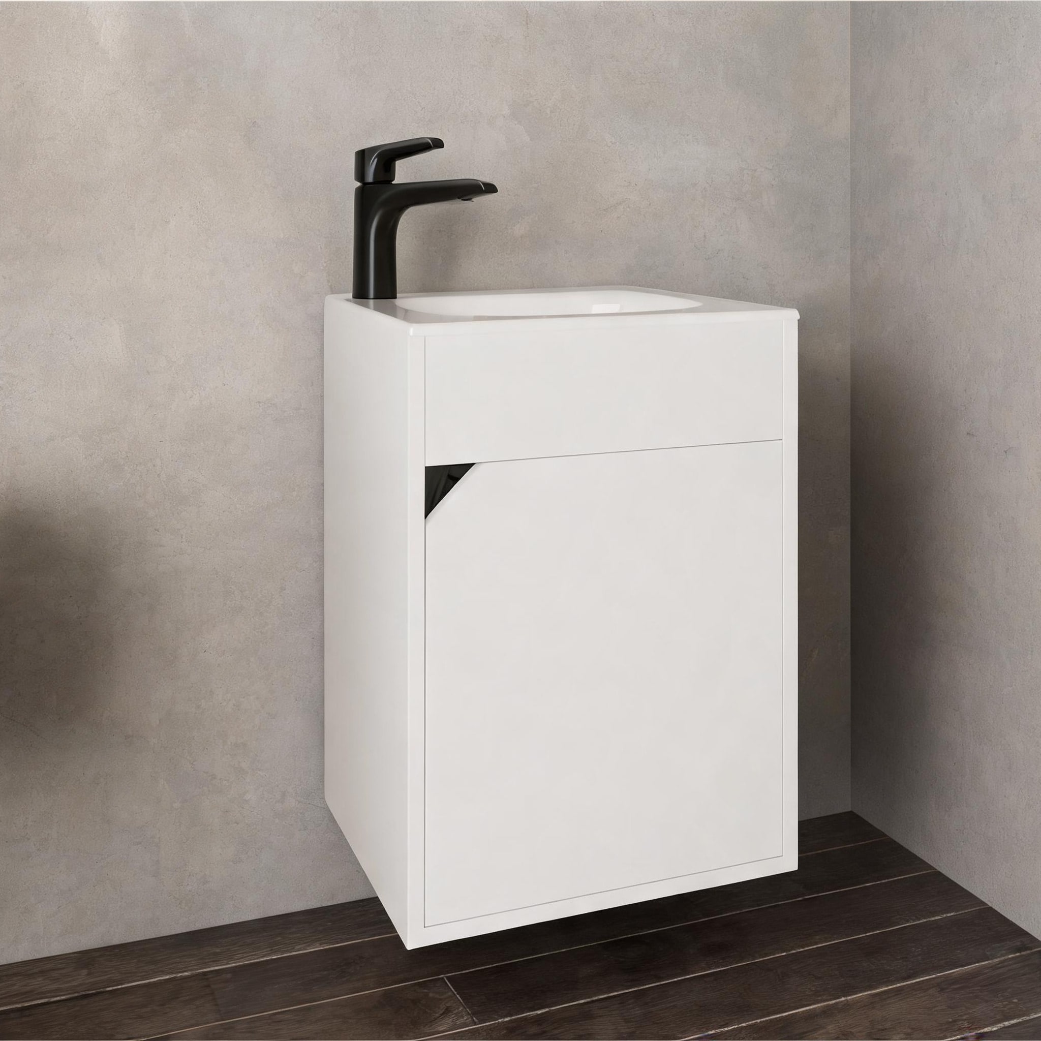 SunJet - White-Toned Wall-Mounted Bathroom Vanity with Soft-Close Door 21.6-Inch Height