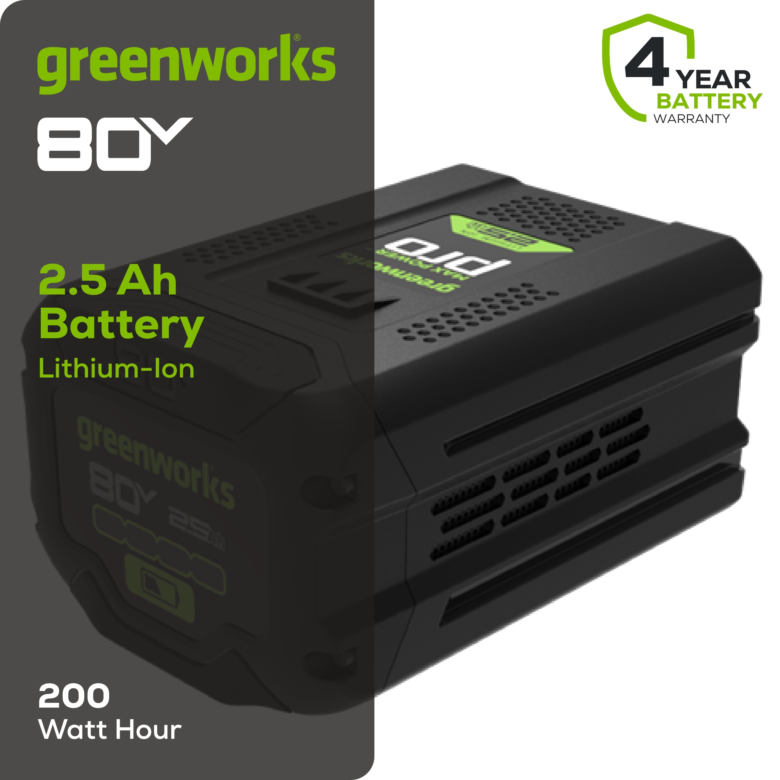 Greenworks LB80250 Cordless-Ope-Batteries - View #2