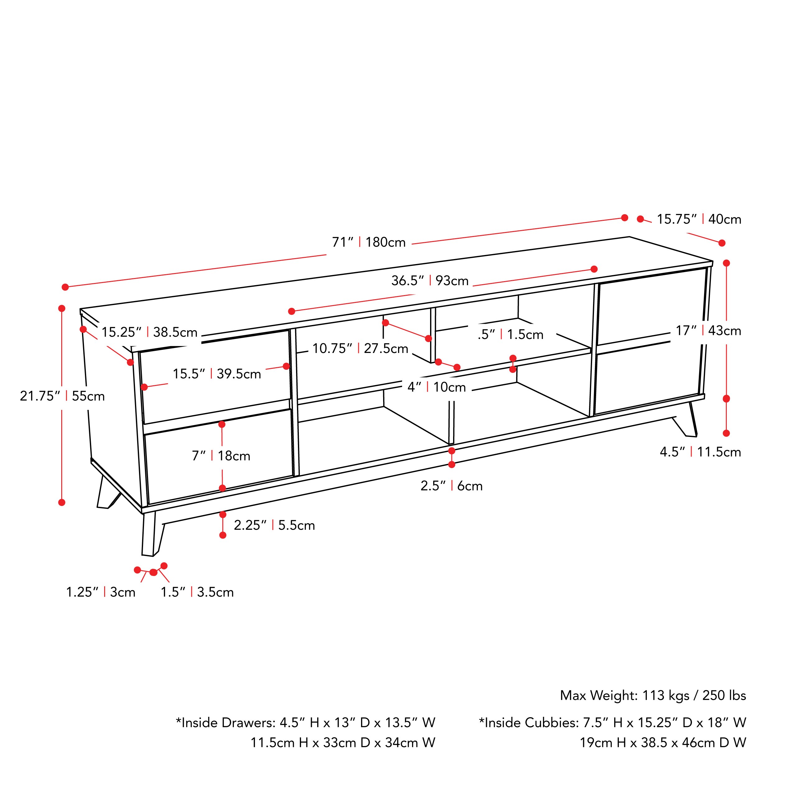 CorLiving Hollywood Modern/Contemporary Dark Grey Wood Grain Tv Stand ...