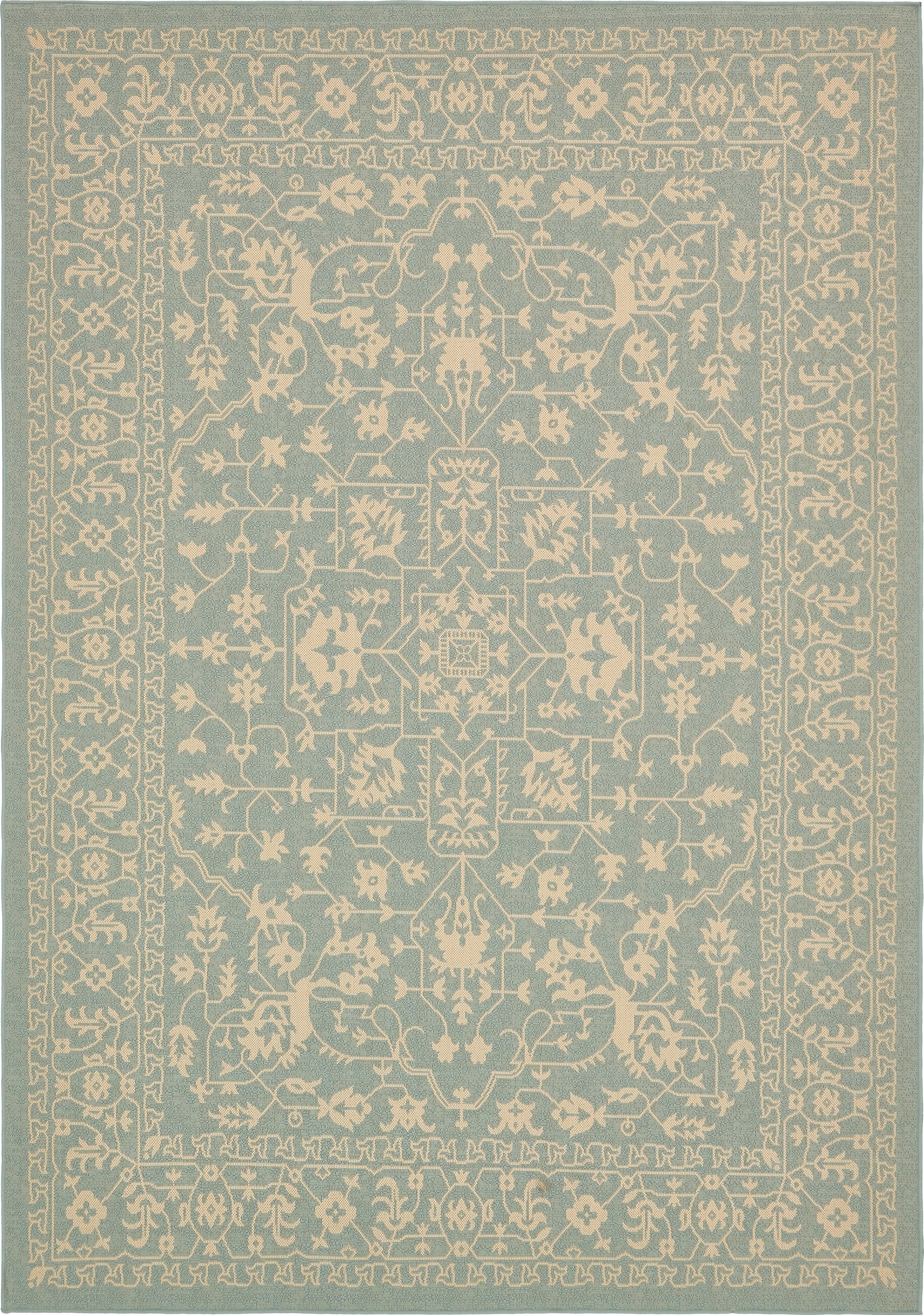 Light Blue Rectangular Synthetic Washable Outdoor Rug 8' x 11' 4"