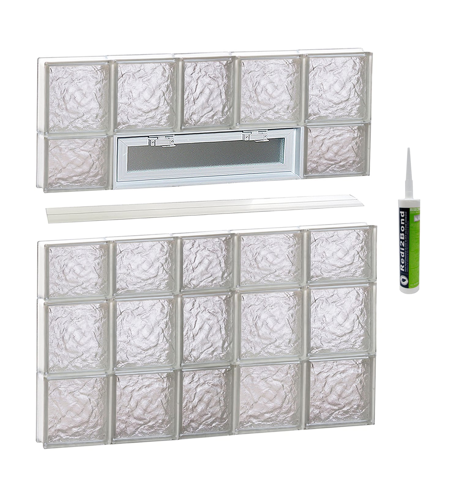 REDI2SET V3836IS Ice Glass 36-3/4-in x 34-3/4-in Frameless Replacement Vented Glass Block Window