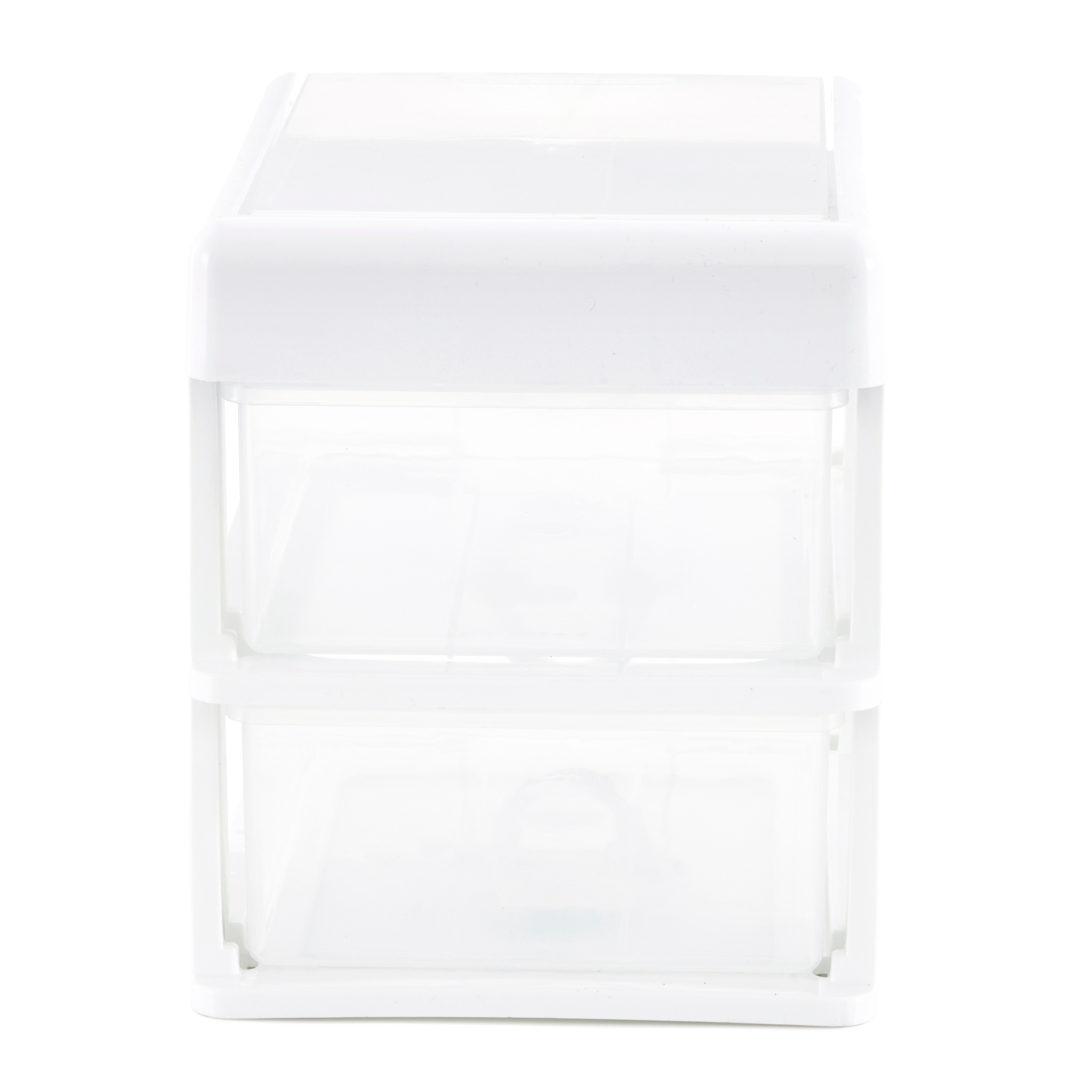 White Clear Plastic 2-Drawer Desk Organizer with Flip Top