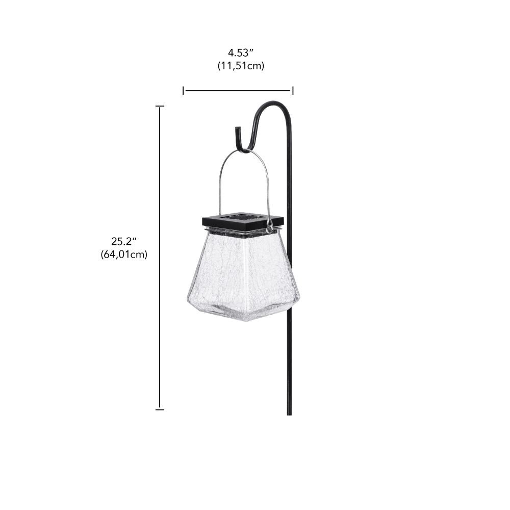 Fusion 4.53-in x 25.2-in Black Glass Solar Outdoor Decorative Lantern