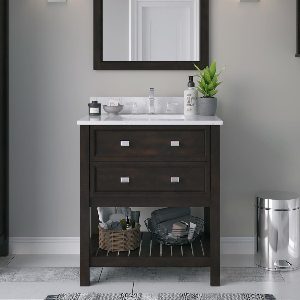 allen + roth Canterbury 30-in Mahogany Undermount Single Sink Bathroom ...