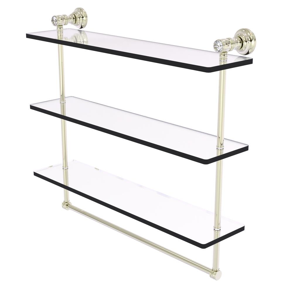Allied Brass CC-5-22-TB-PNI Carolina Crystal Polished Nickel 3 -Tier Wall mount Bathroom Shelf ( 22-in x 19.7-in x 5-in )