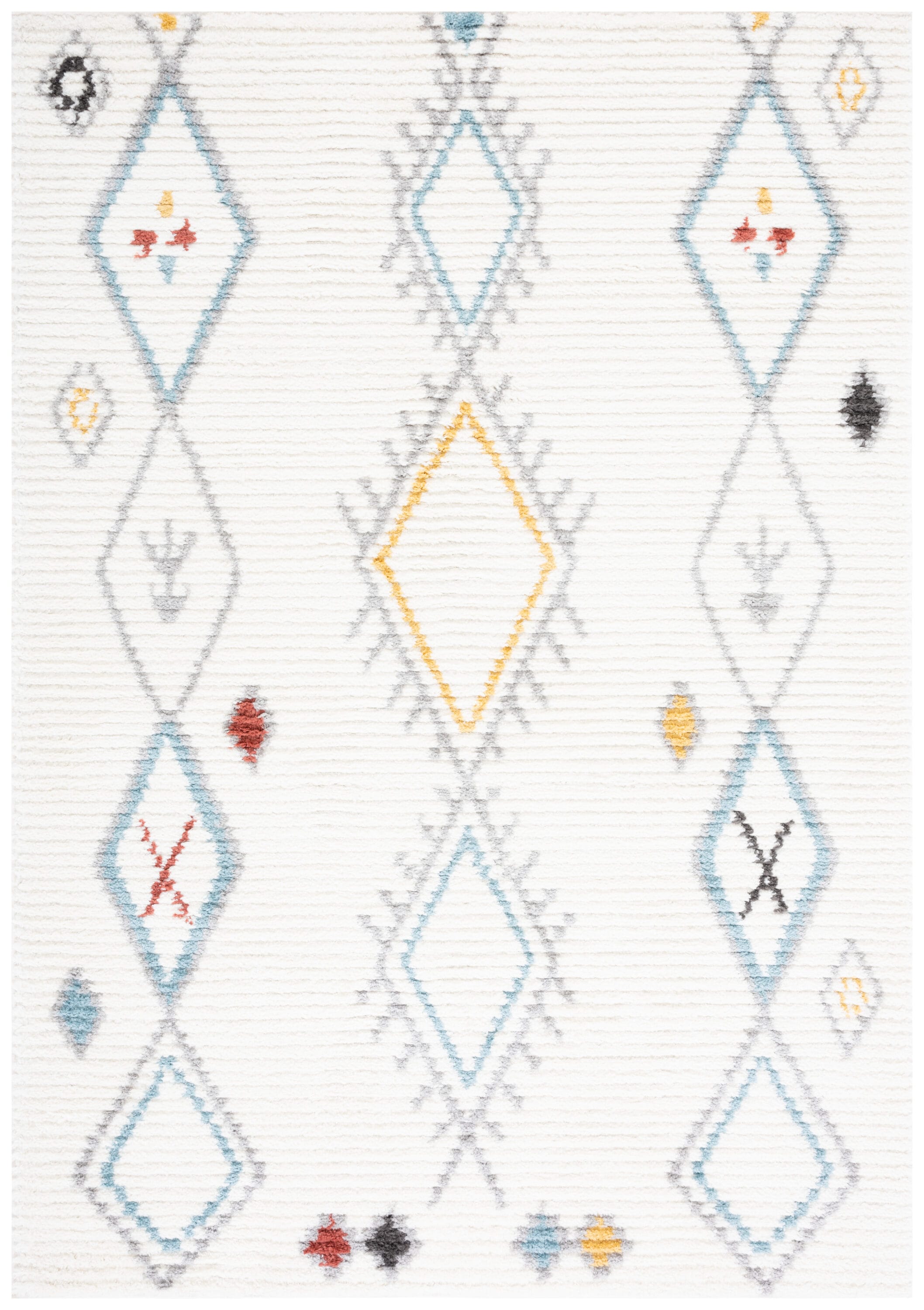 Ivory and Gray Synthetic Hand-knotted Rectangular Area Rug