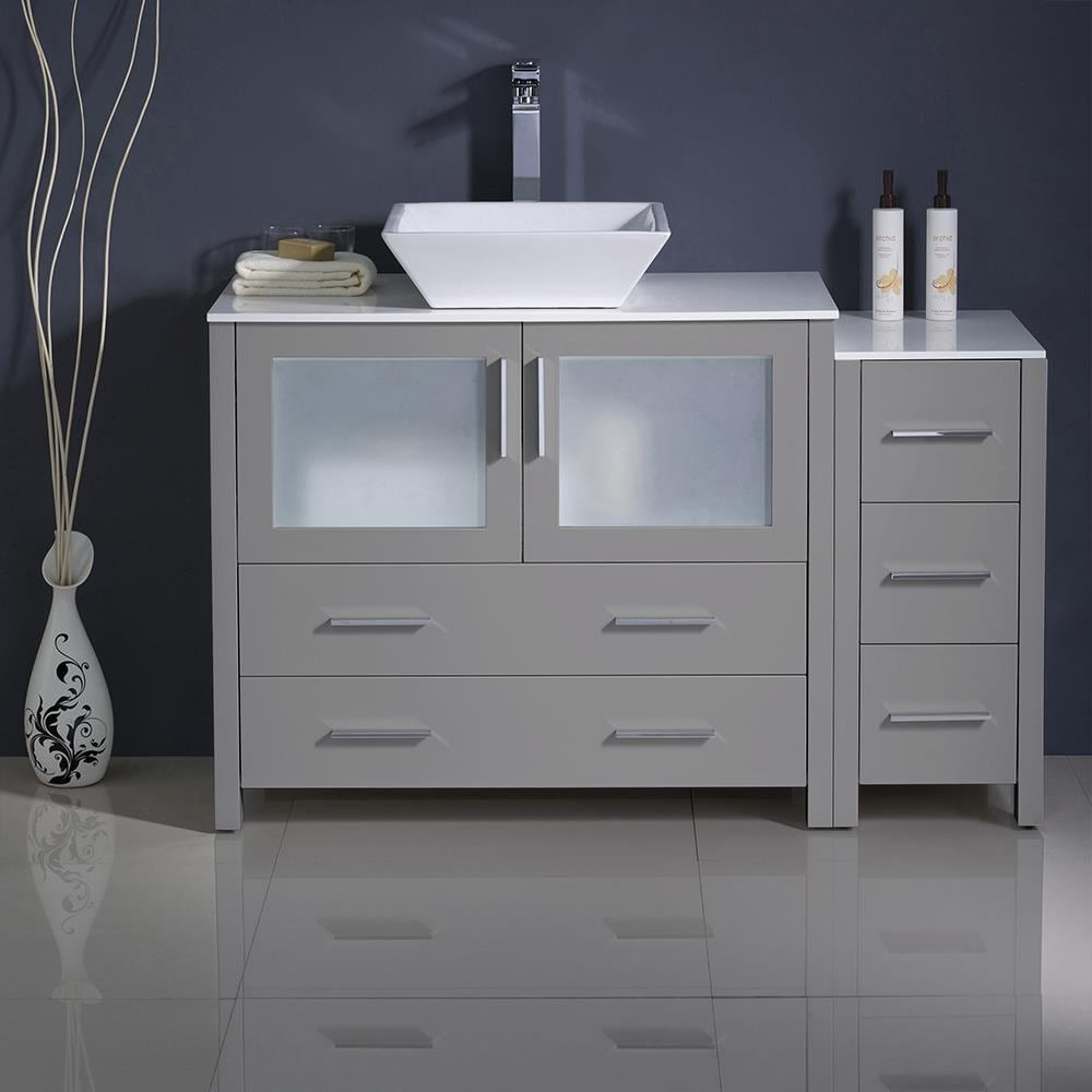 Fresca FCB62-3612GR-CWH-V Torino 48-in Gray - 2 PCS Single sink Bathroom Vanity with White Ceramic Top