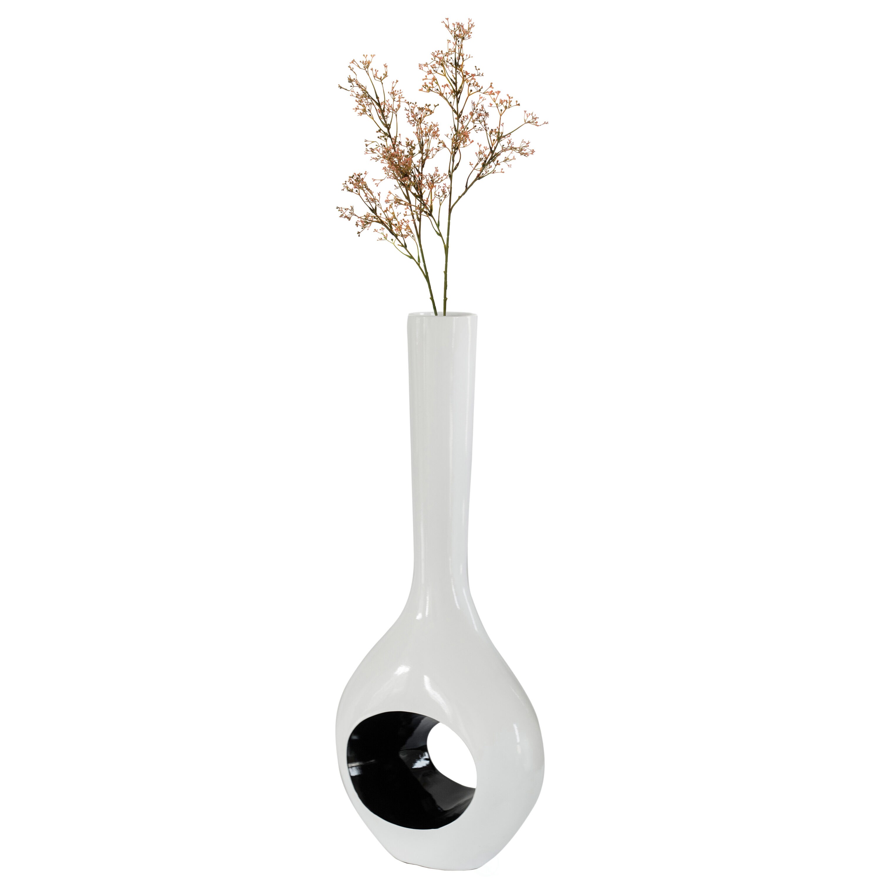 Uniquewise QI004003 White Fiberglass Modern Vase