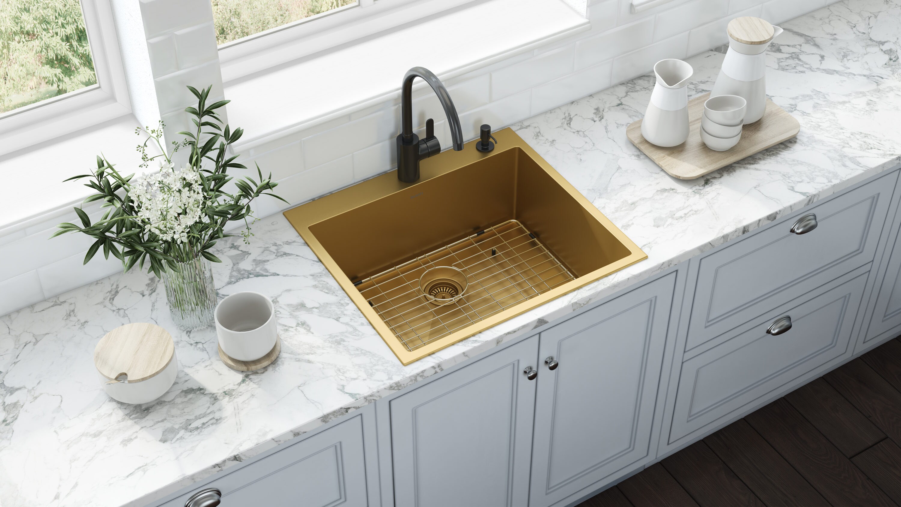 Ruvati Merino Drop-In 21-in x 20-in Stainless Steel Single Bowl Workstation  Kitchen Sink in the Kitchen Sinks department at