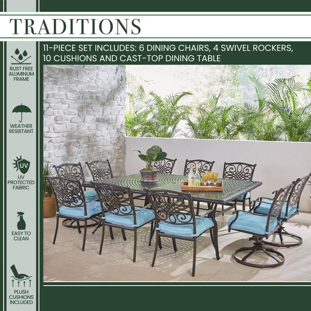 Hanover TRADDN11PCSW4-BLU Patio-Dining-Sets - View #3