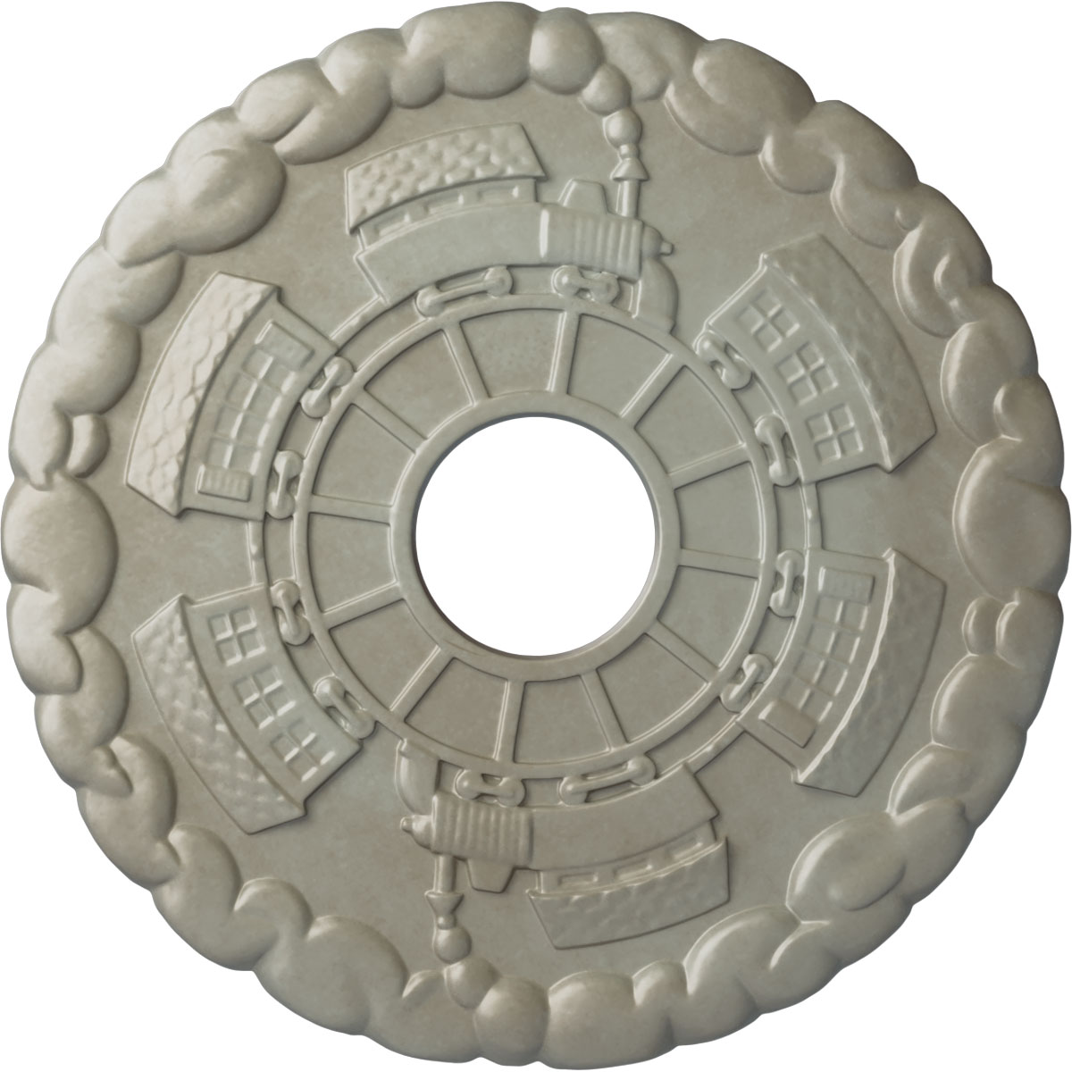 Ekena Millwork CM18KDFLS Kendall Train Station 18.5-in W x 18.5-in L Painted Flash Gold Polyurethane Whole Ceiling Medallion