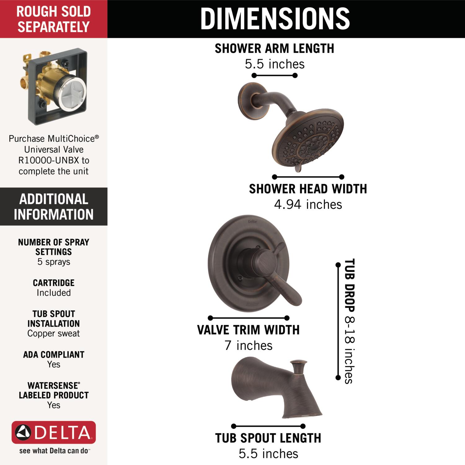 Delta T17438-RB Tub-Shower-Faucets - View #3