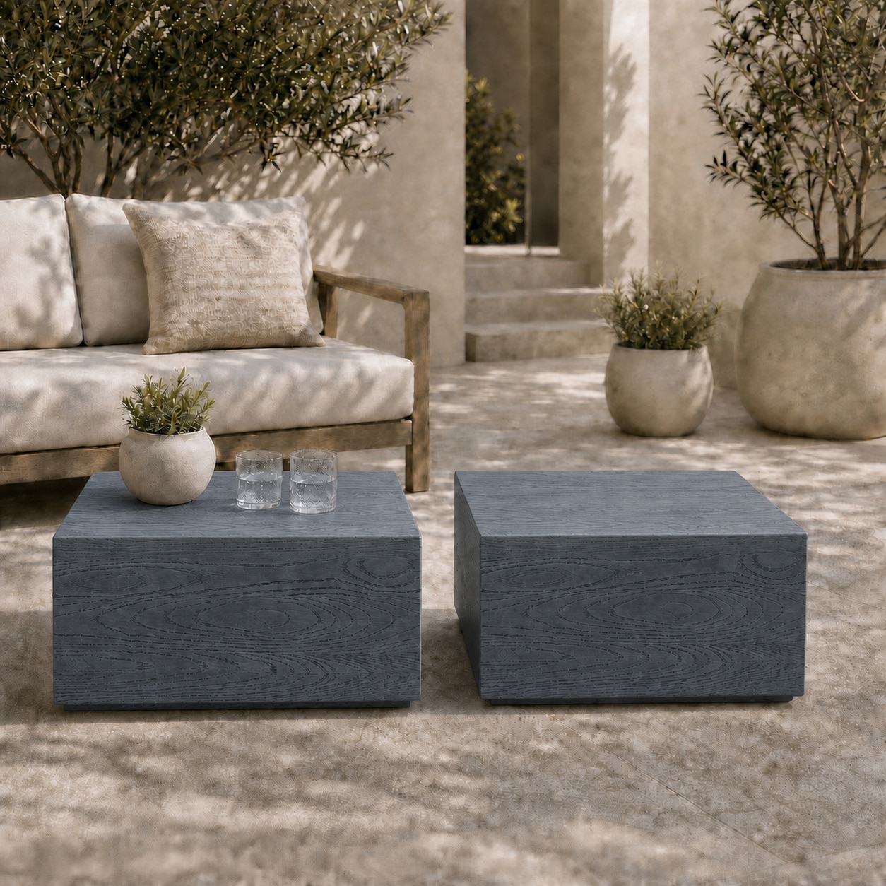 UPHA Coffee Table 2 Pieces Square Outdoor Coffee Table 28-in W x 28-in L