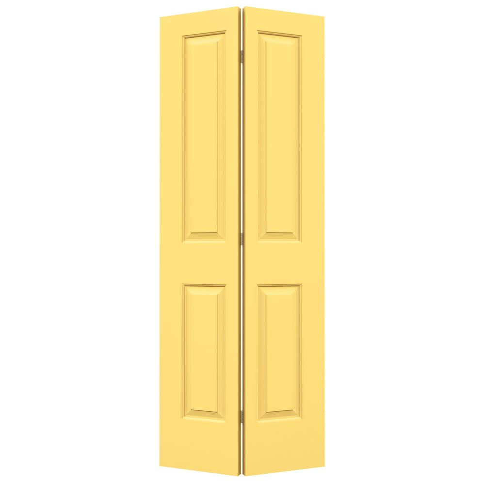 JELD-WEN Cambridge 24-in x 80-in Marigold 2-panel Square Hollow Core Prefinished Molded Composite Bifold Door Hardware Included in Yellow -  LOWOLJW160000082