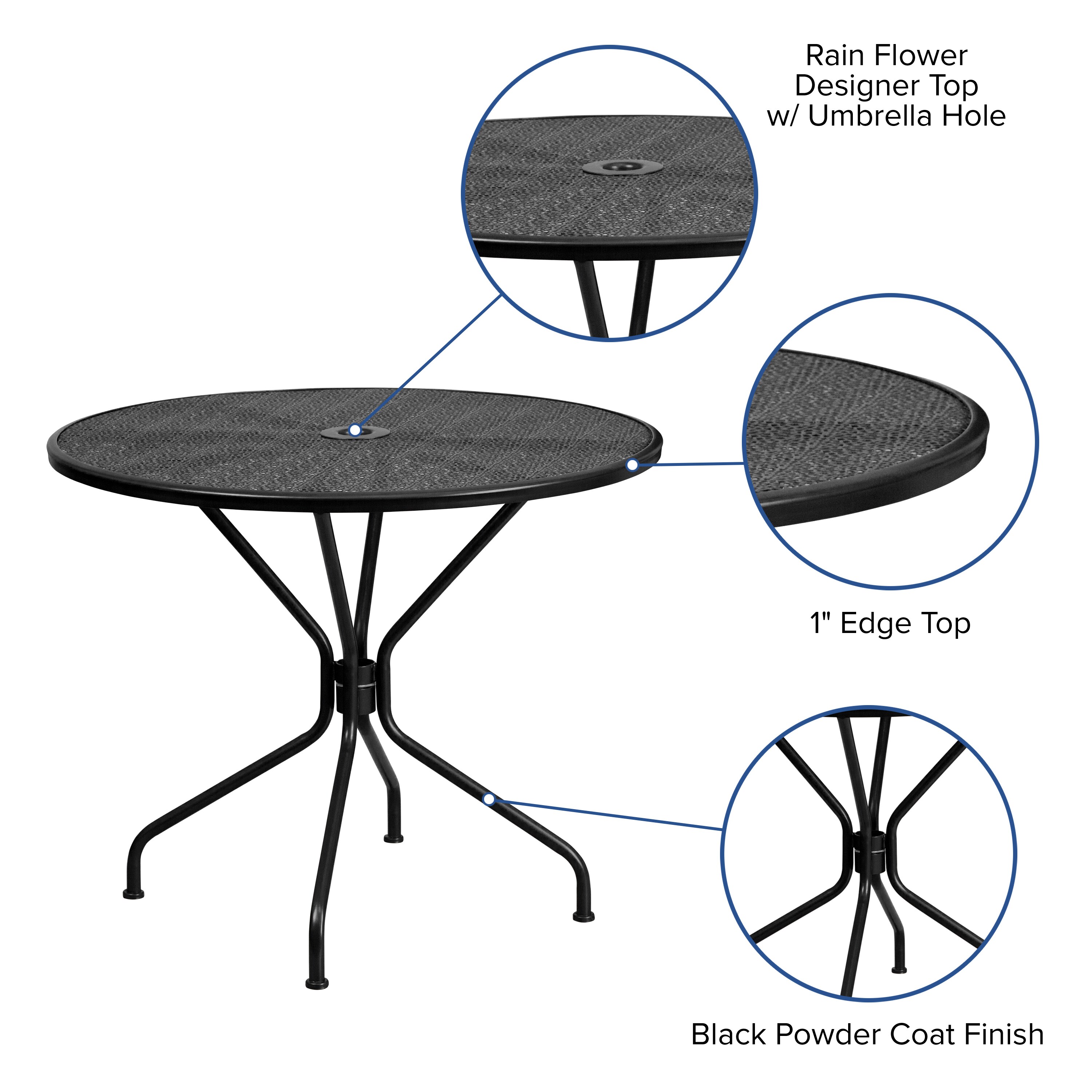 Flash Furniture Oia Black Round Contemporary/Modern Dining Table 