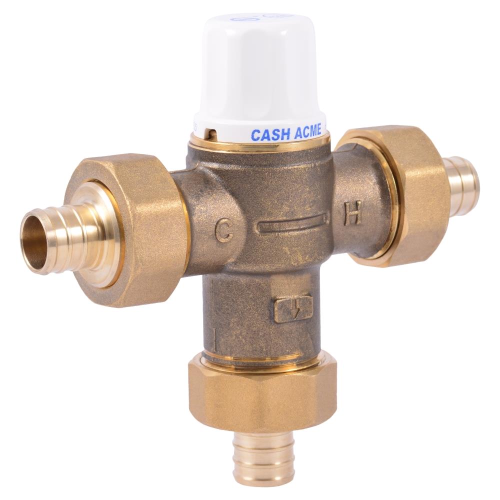 Cash Acme 24532 3/4-in ID PEX Barb x 3/4-in OD PEX barb Brass Thermostatic mixing valve