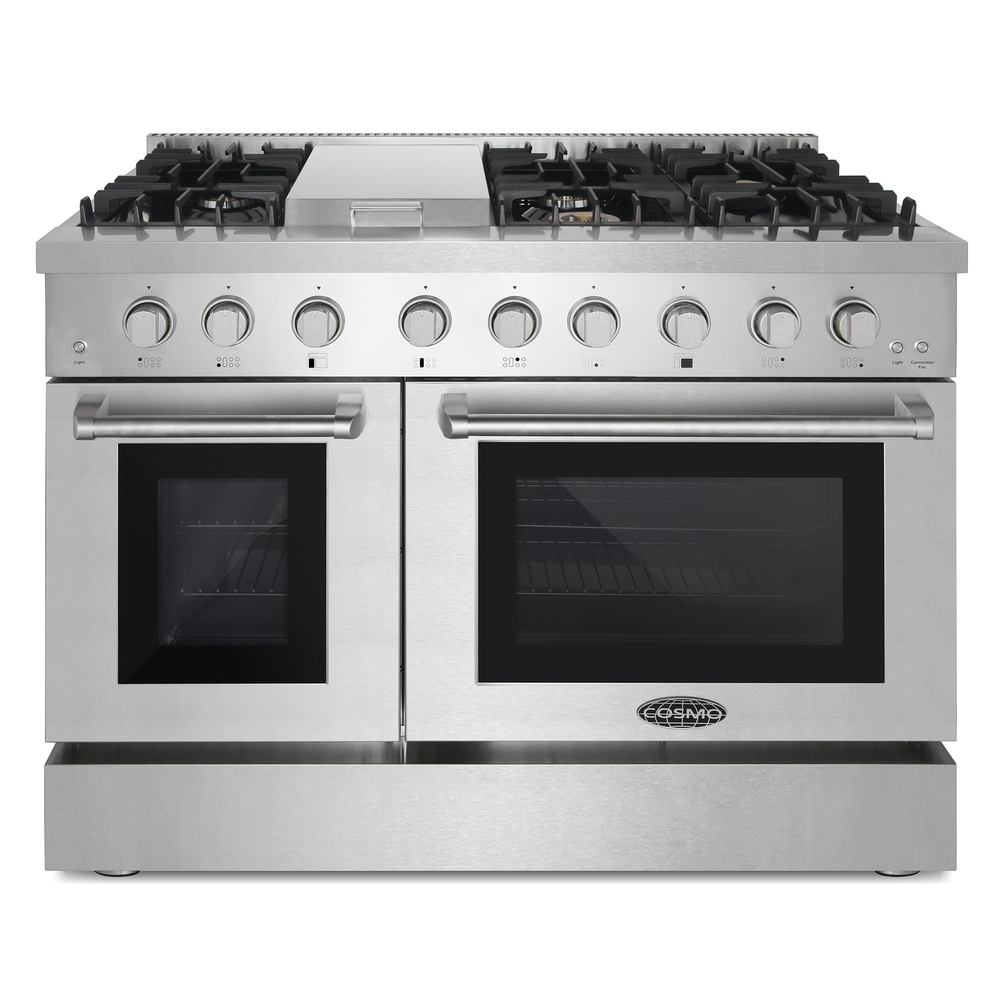 Cosmo COS-DFRL486GK 48-in 4.2-cu ft / 2.5-cu ft Convection Oven Slide-In Double Oven Dual Fuel Range ( Stainless Steel )
