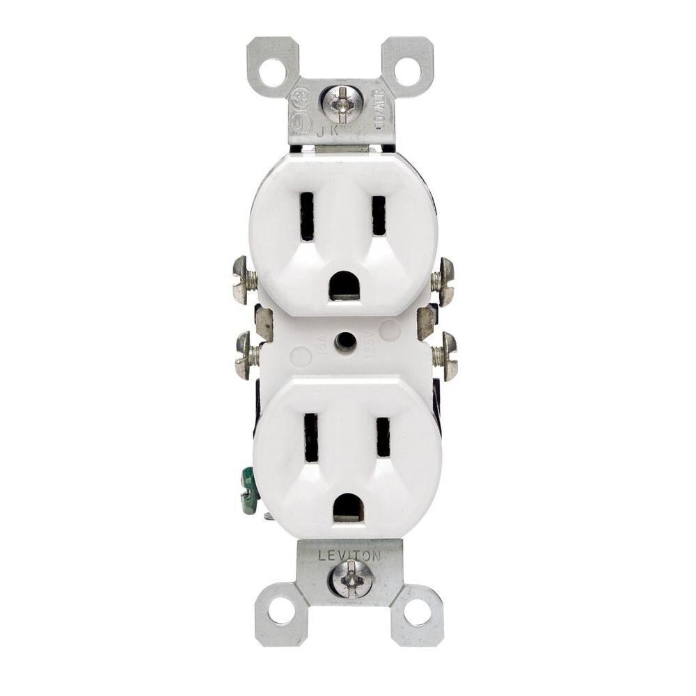  345510 15-Amp 125-volt Recessed Residential Duplex Outlet Type A/C, White (10-Pack)