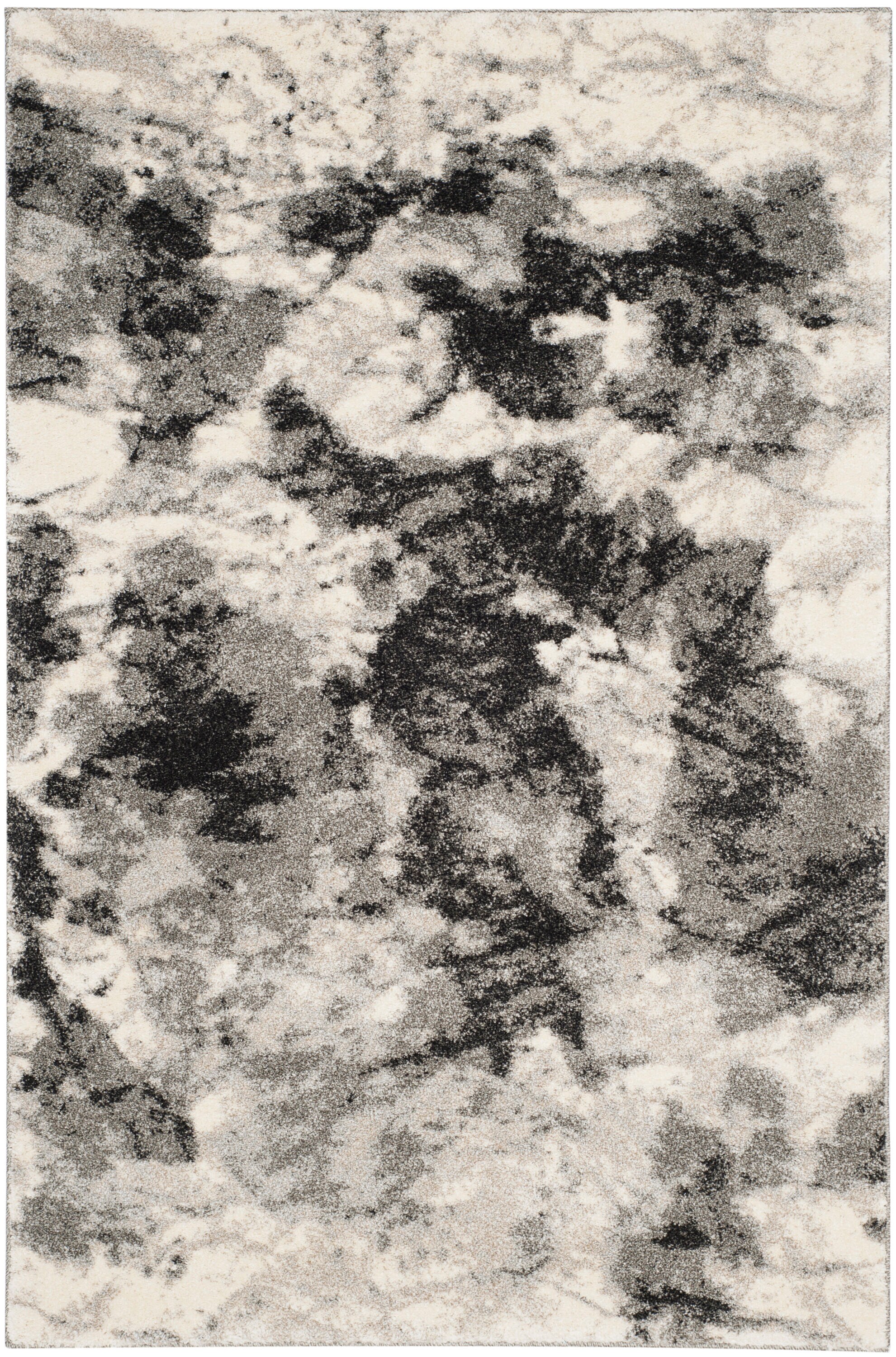 Gray Abstract Shag Synthetic Area Rug
