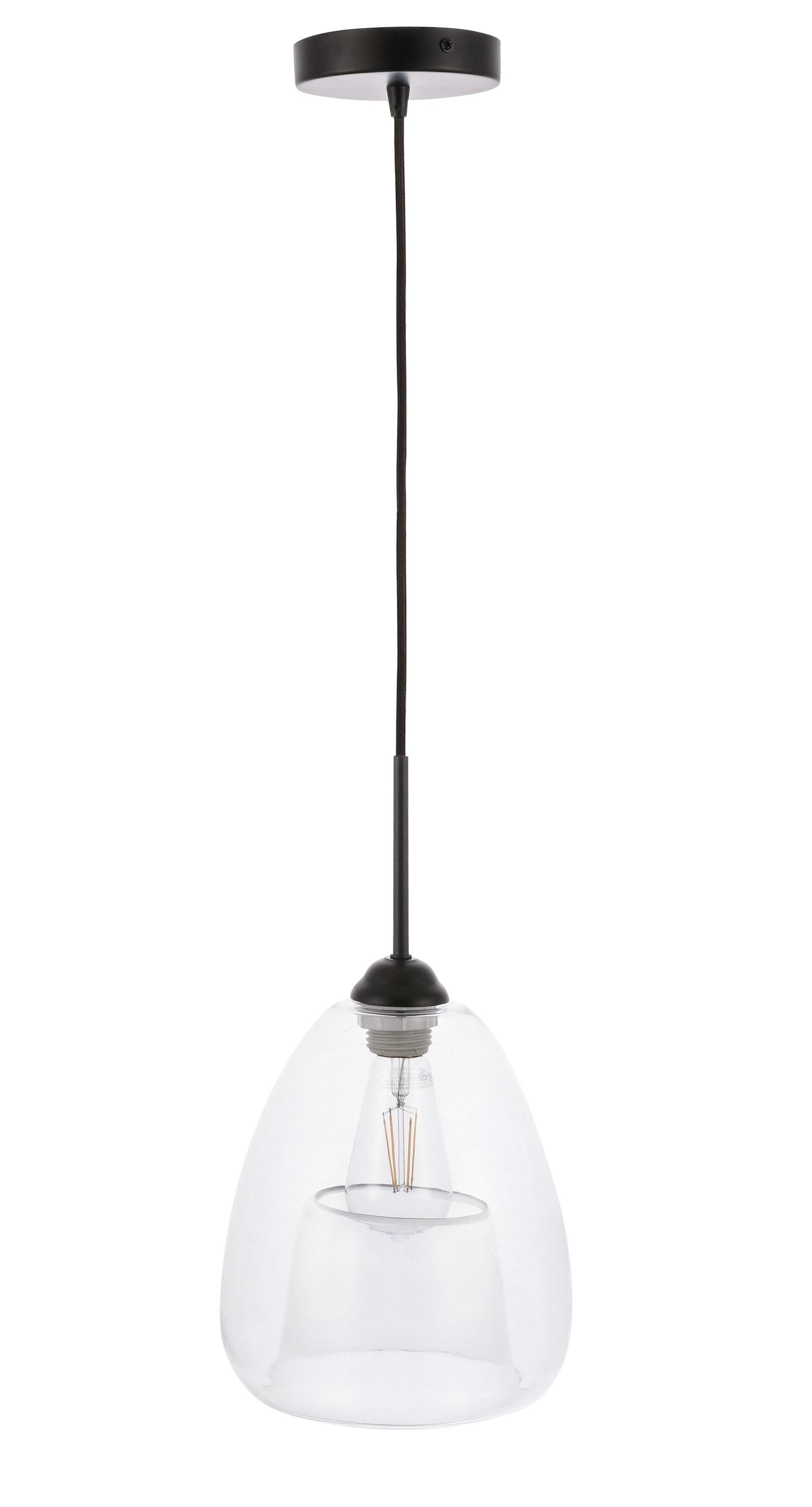 Kason Contemporary Black Finish Clear Glass Pendant Light