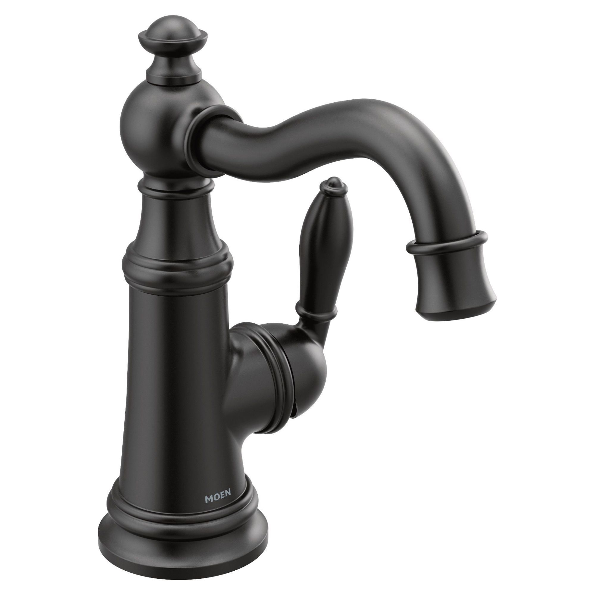 Moen S42107BL Weymouth Matte Black Single hole 1-handle WaterSense Low-arc Commercial/Residential Handle Bathroom Sink Faucet with Drain