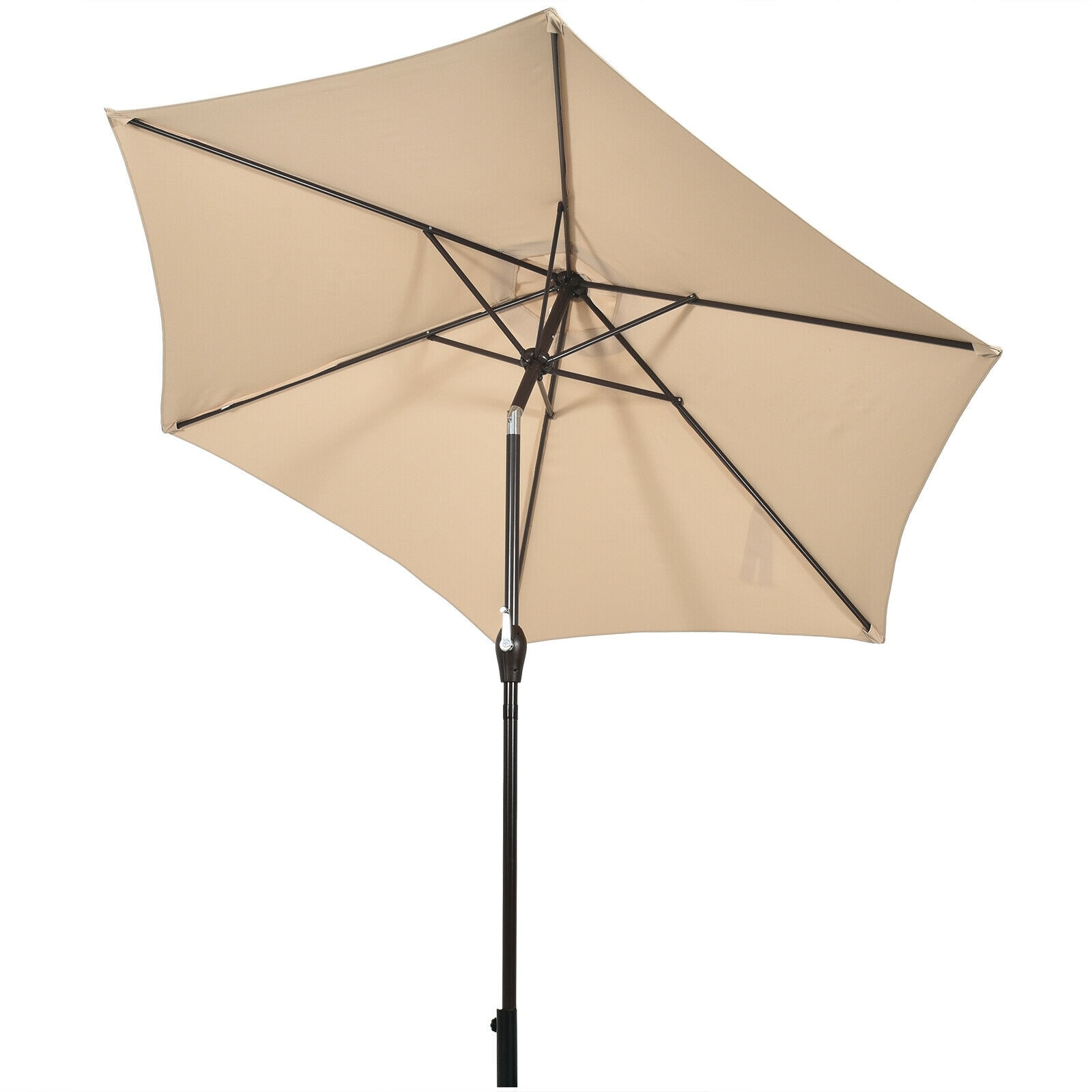 WELLFOR DOJ70751BE 9-ft Metal Beige Market Patio Umbrella