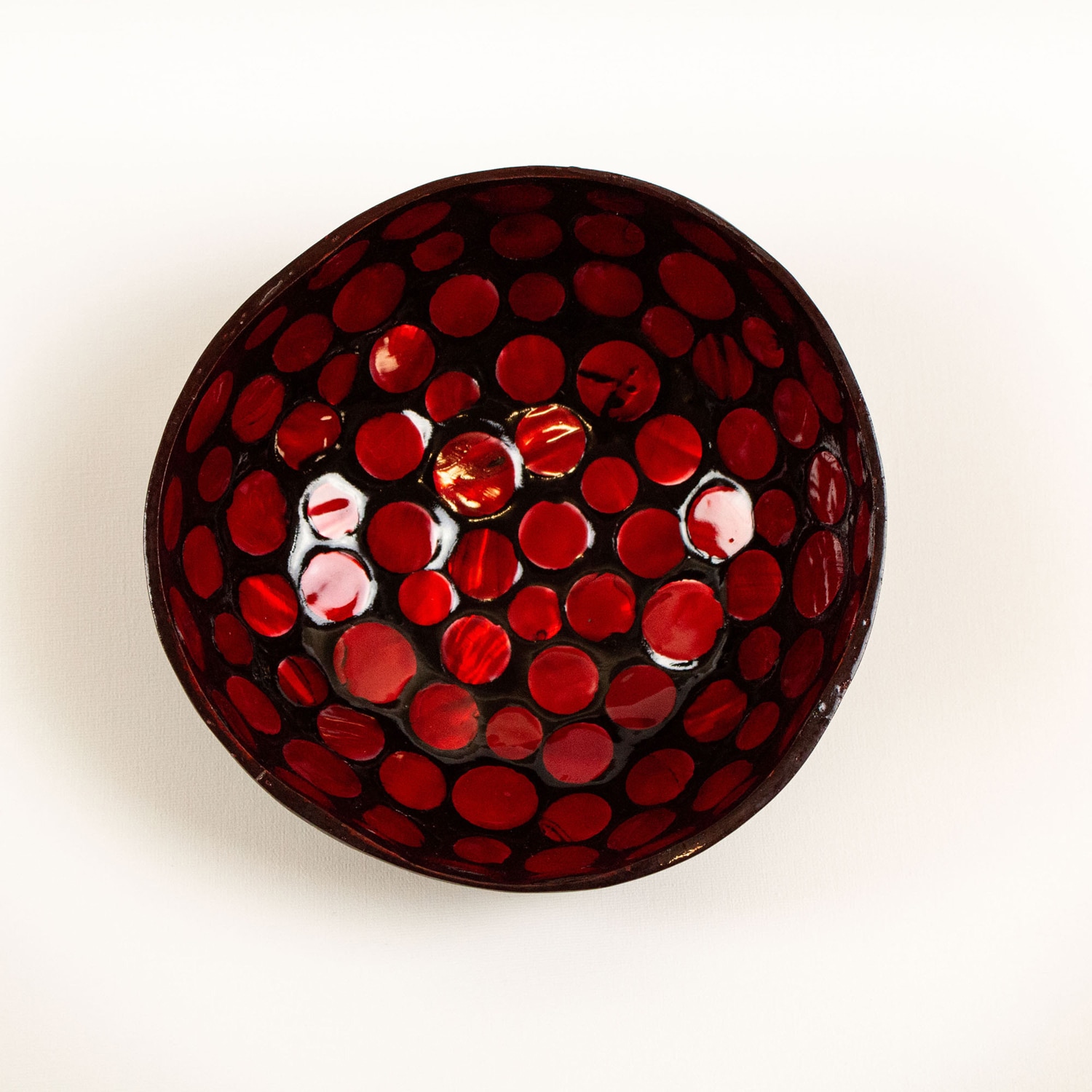 La Pastiche Red Coconut Shell Modern Decorative Bowl In The Decorative ...