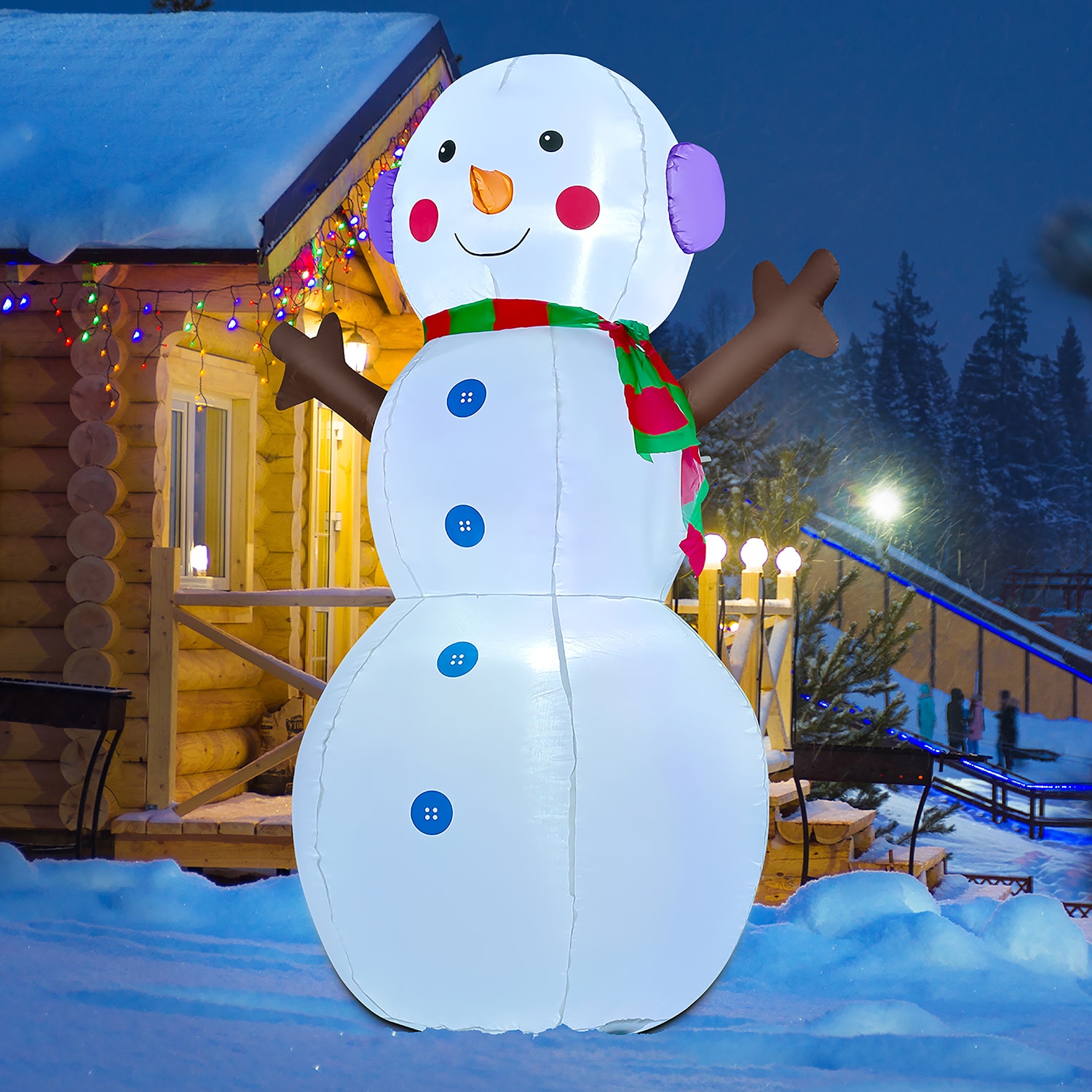 GOOSH 6-ft Lighted Snowman Christmas Inflatable In The Christmas ...