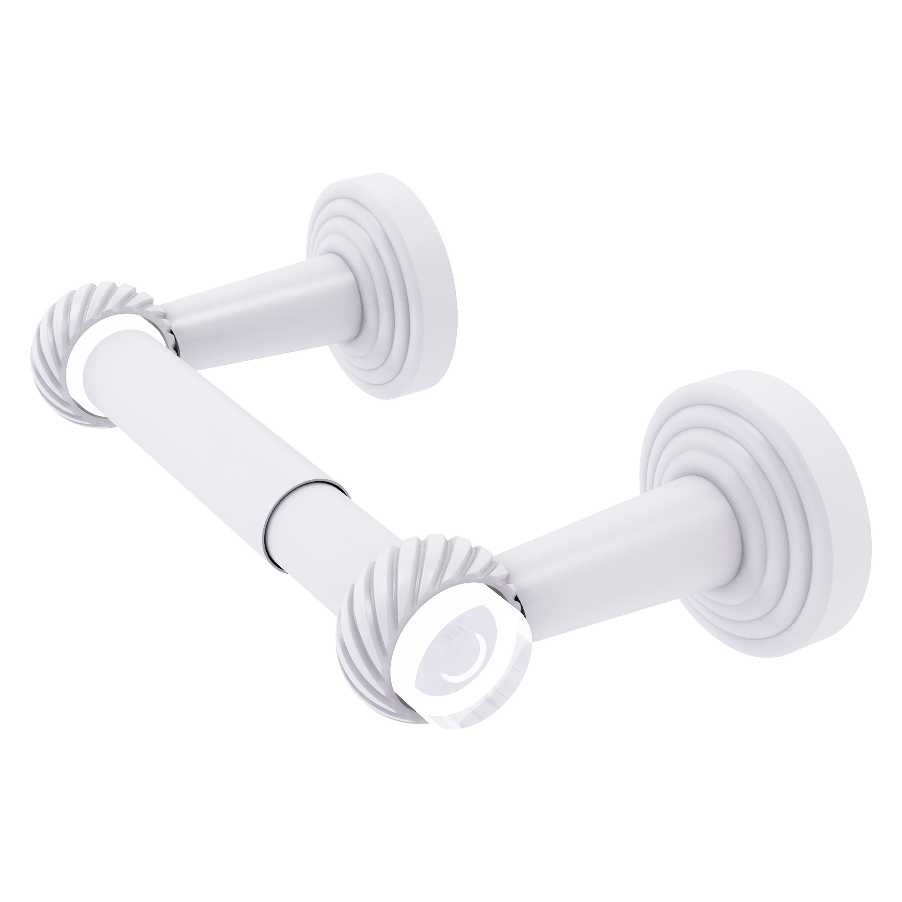 Allied Brass PB-24T-WHM Pacific Beach Matte White Wall mount Double post Toilet Paper Holder 1 -Rolls with Storage