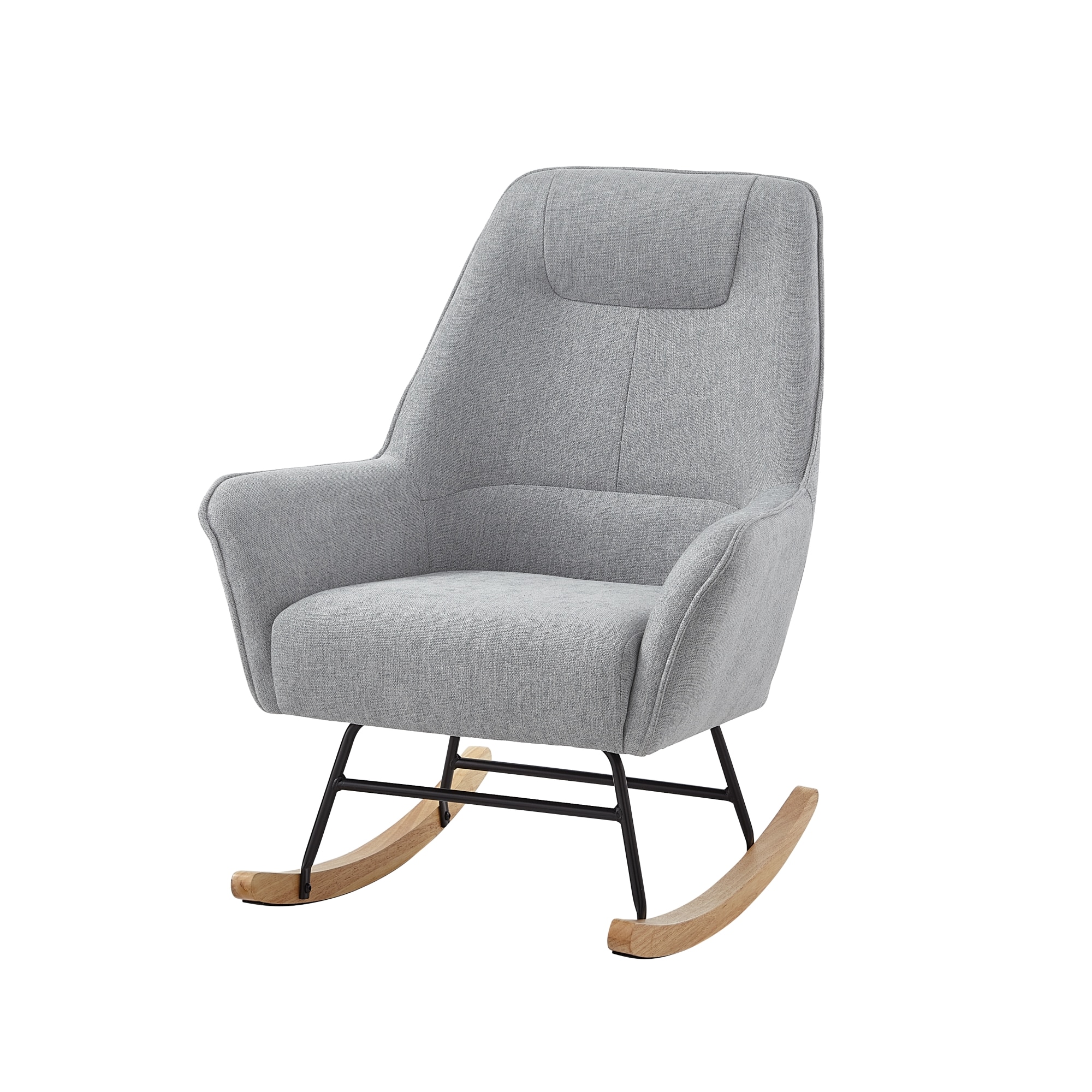 Inspired Home Kynsley Modern Grey Linen Rocking Chair At Lowes Com   64238671 