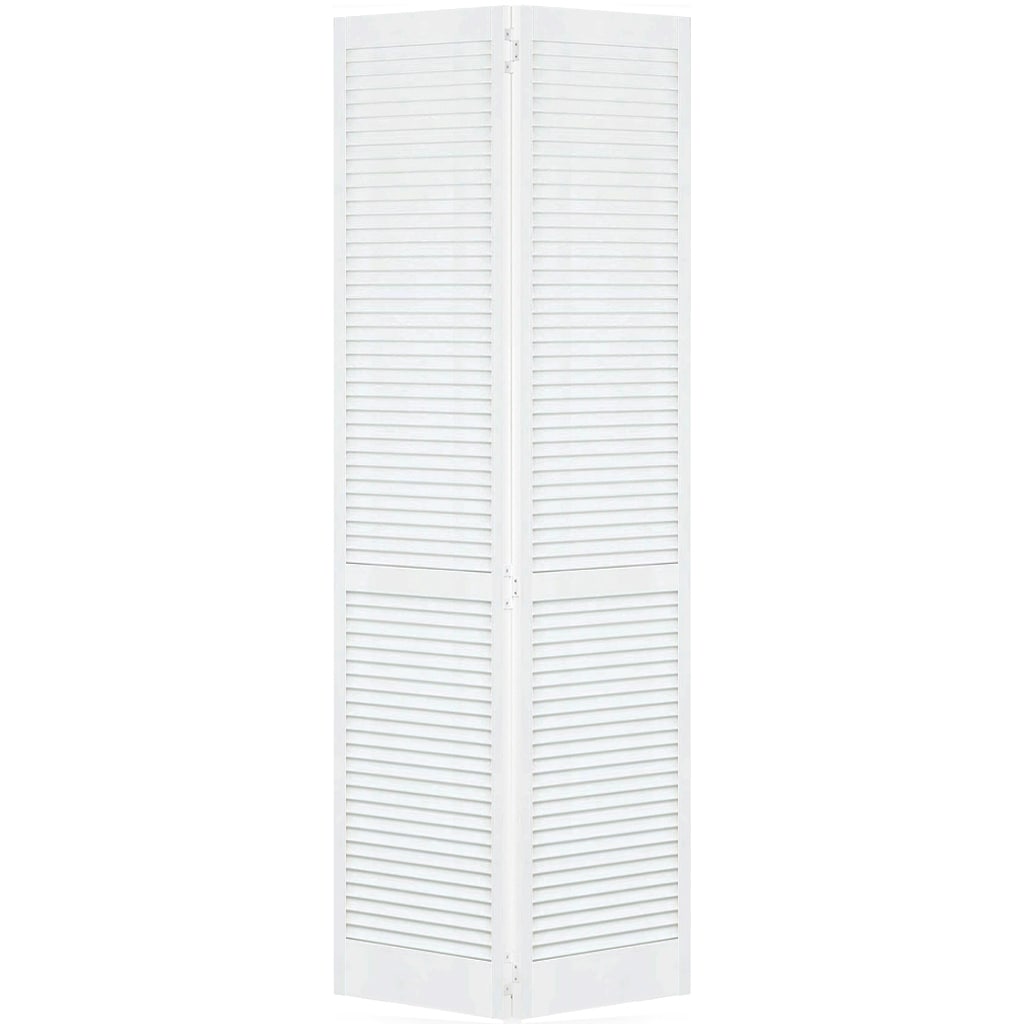 Kimberly Bay Traditional 24-in x 80-in White Louver Solid Core Prefinished Pine Wood Bifold Door Hardware Included